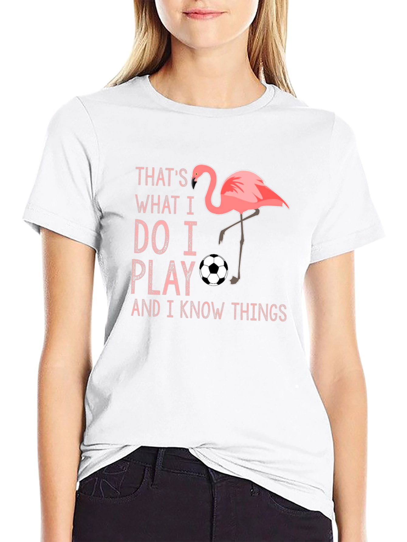 Flamingo Soccer Player Novelty Graphic T-Shirt