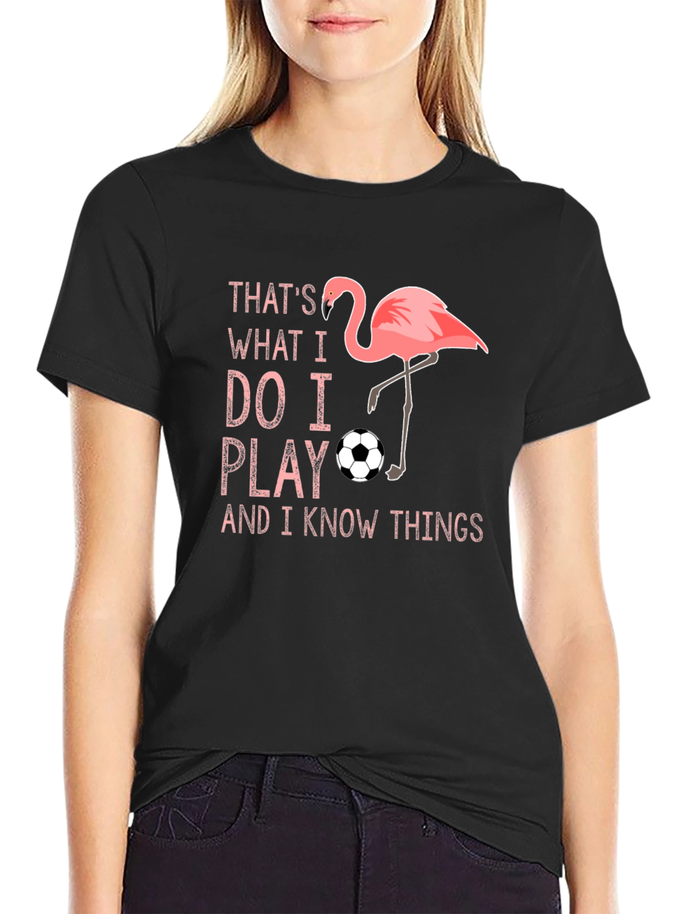 Flamingo Soccer Player Novelty Graphic T-Shirt