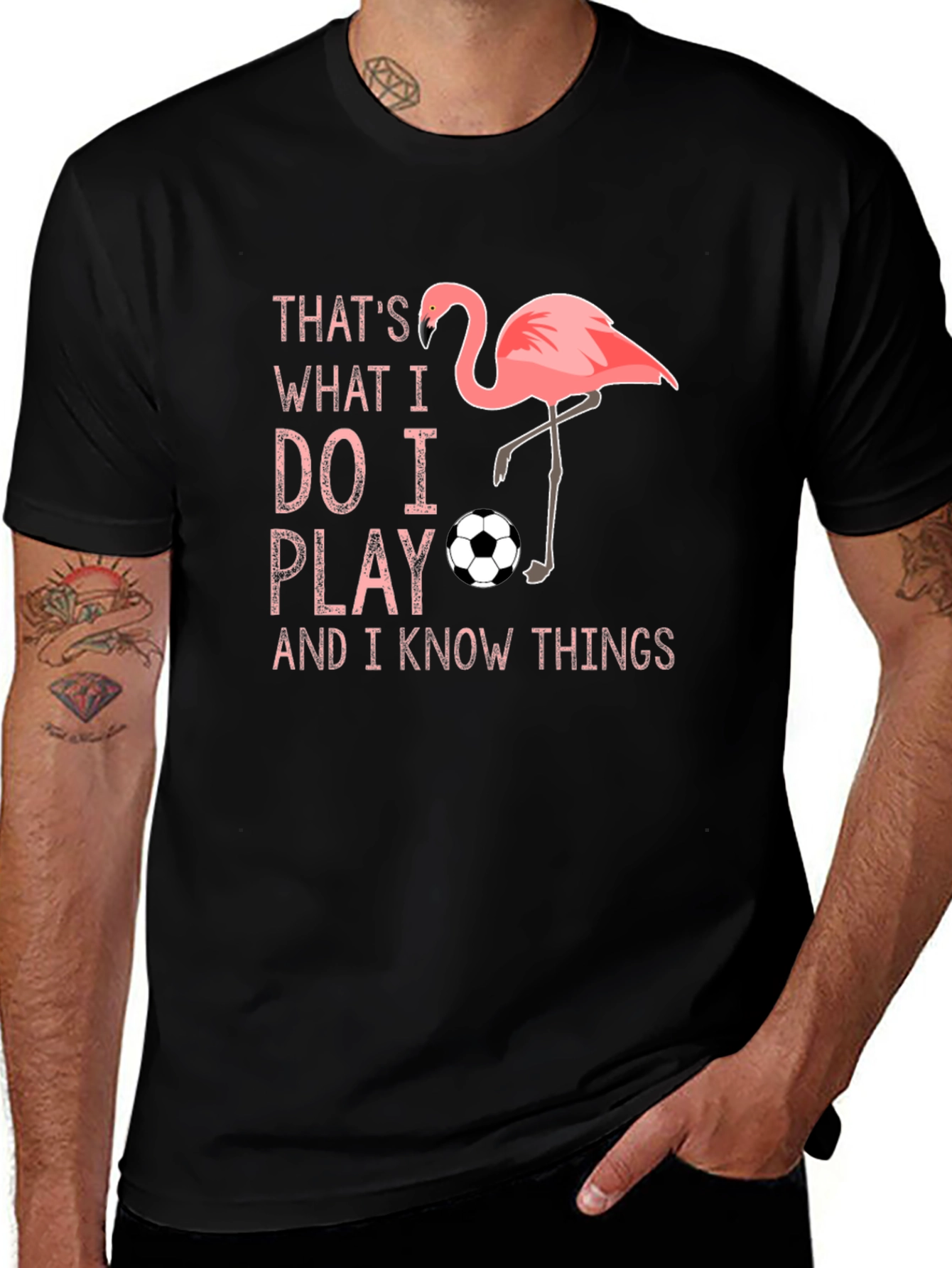 Flamingo Soccer Player Novelty Graphic T-Shirt