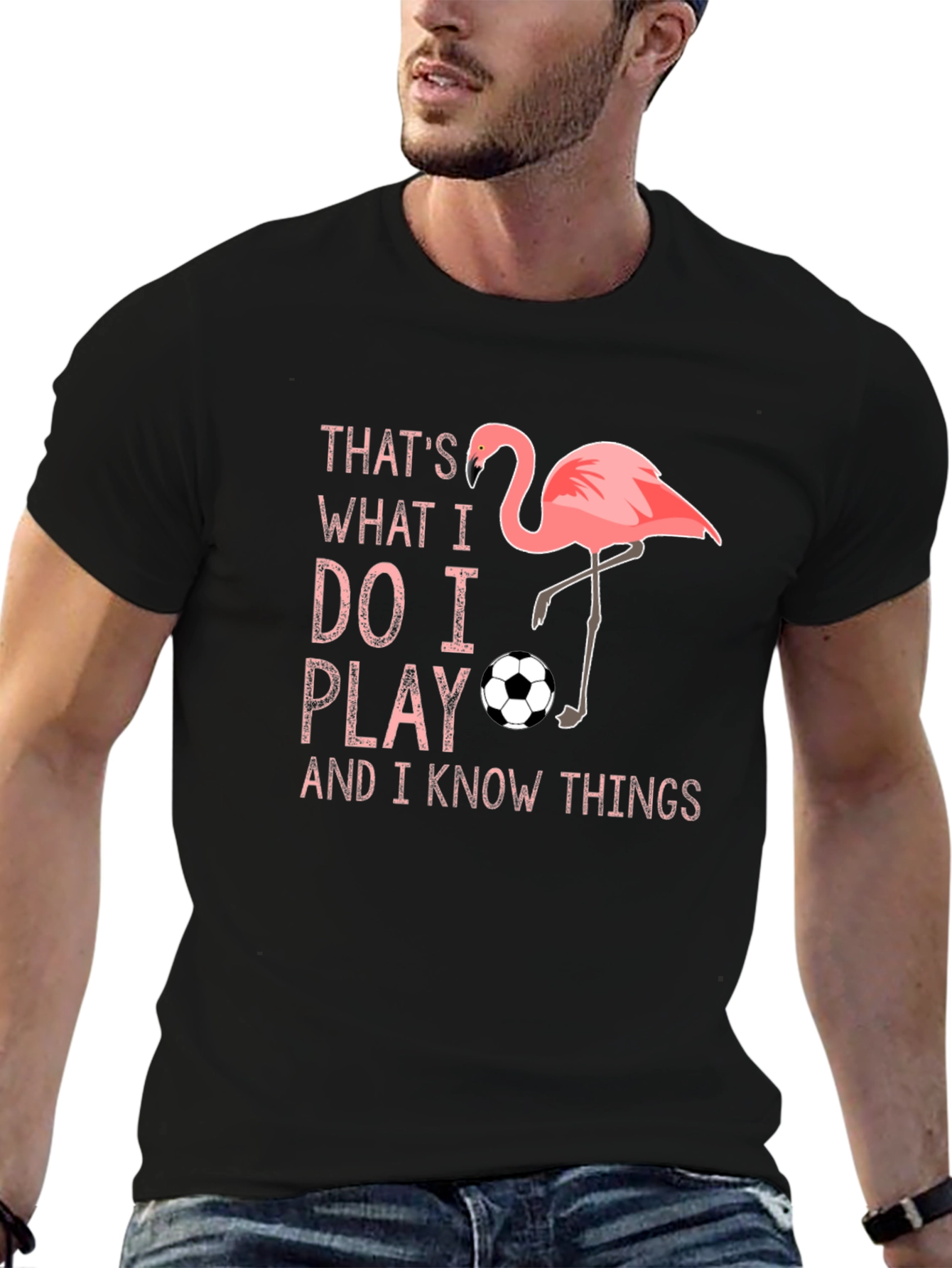 Flamingo Soccer Player Novelty Graphic T-Shirt