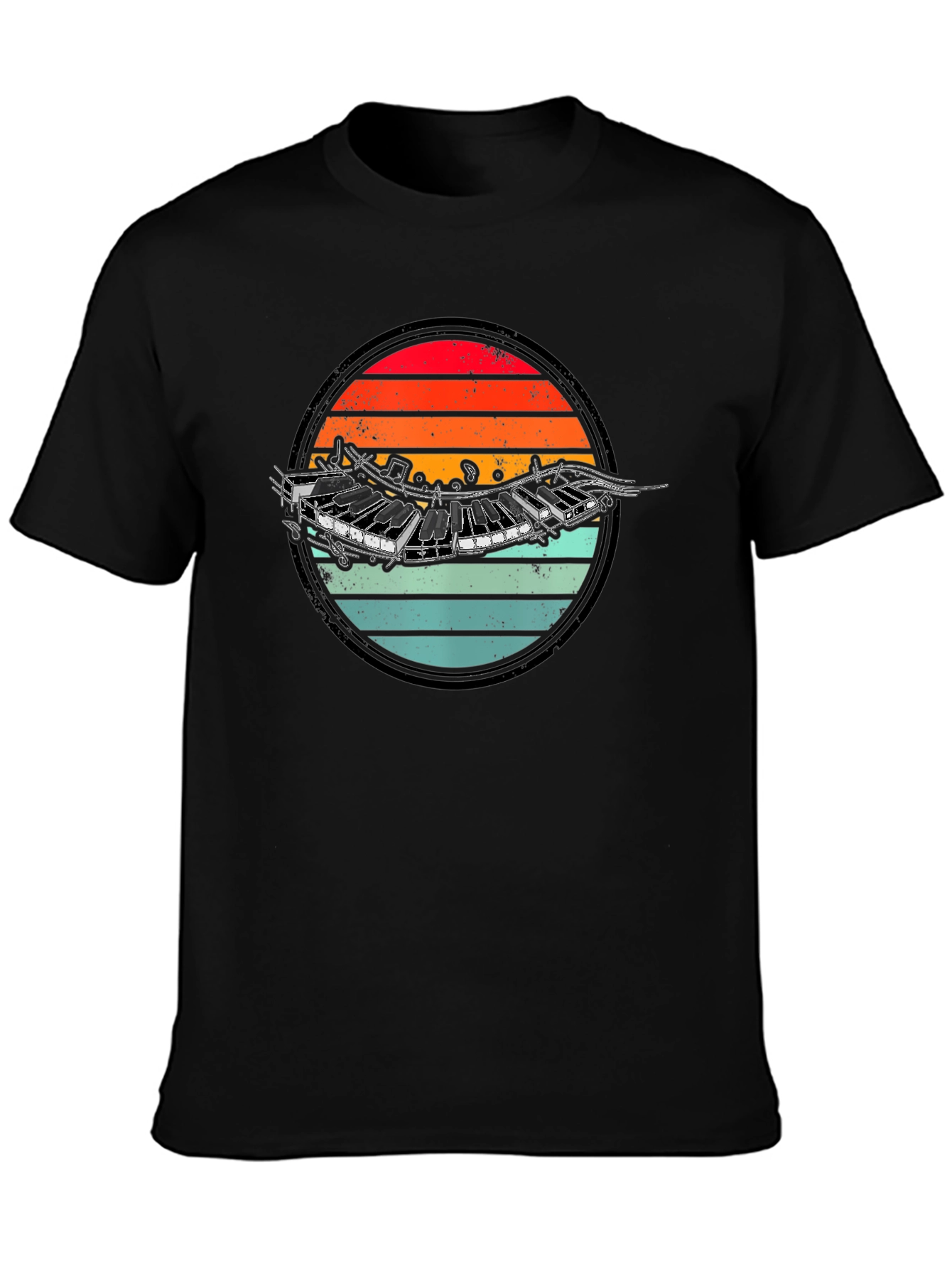 Retro Accordion Sunset Graphic T-Shirt