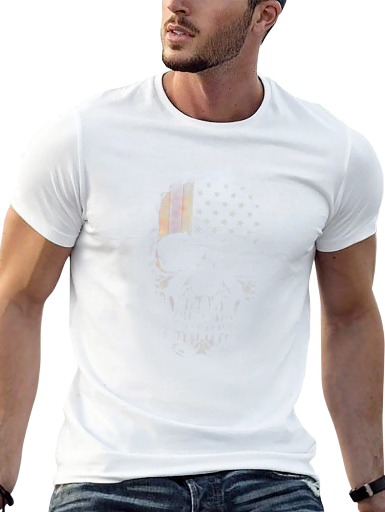 Skull USA Flag Graphic T-Shirt - Mens Black Tee