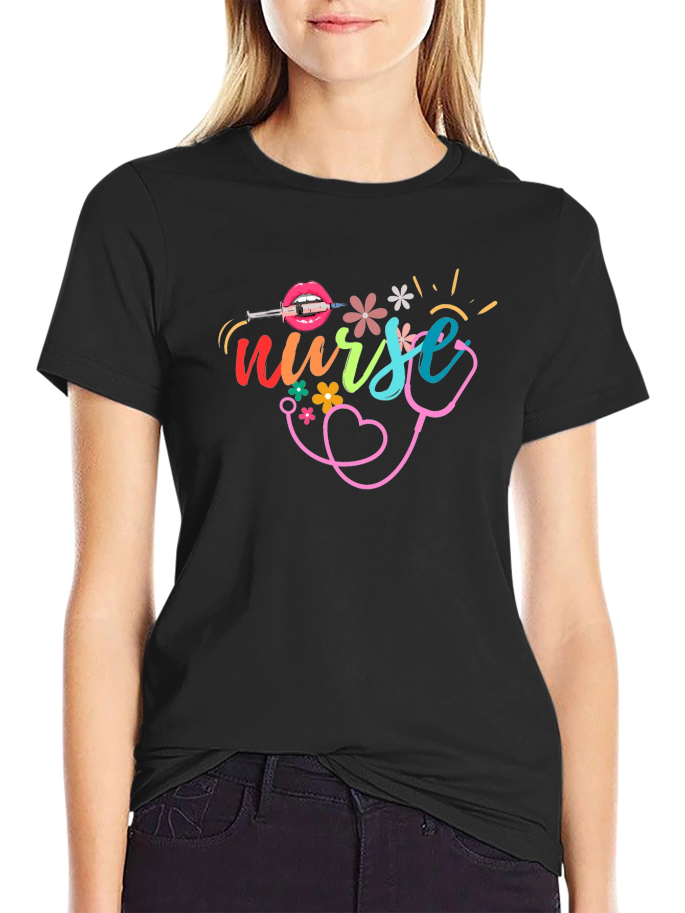 Nurse Graphic Print Cotton T-Shirt