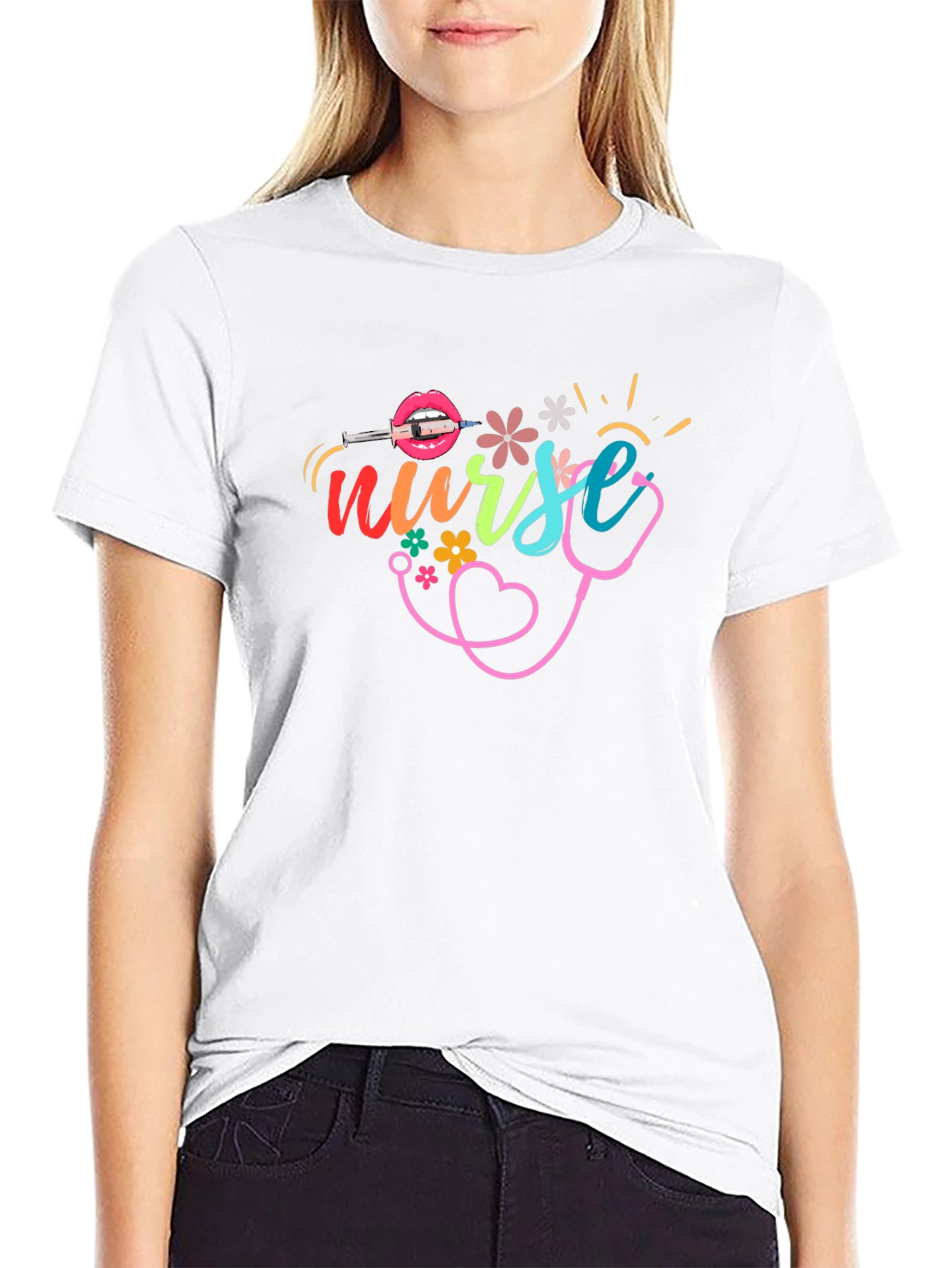 Nurse Graphic Print Cotton T-Shirt