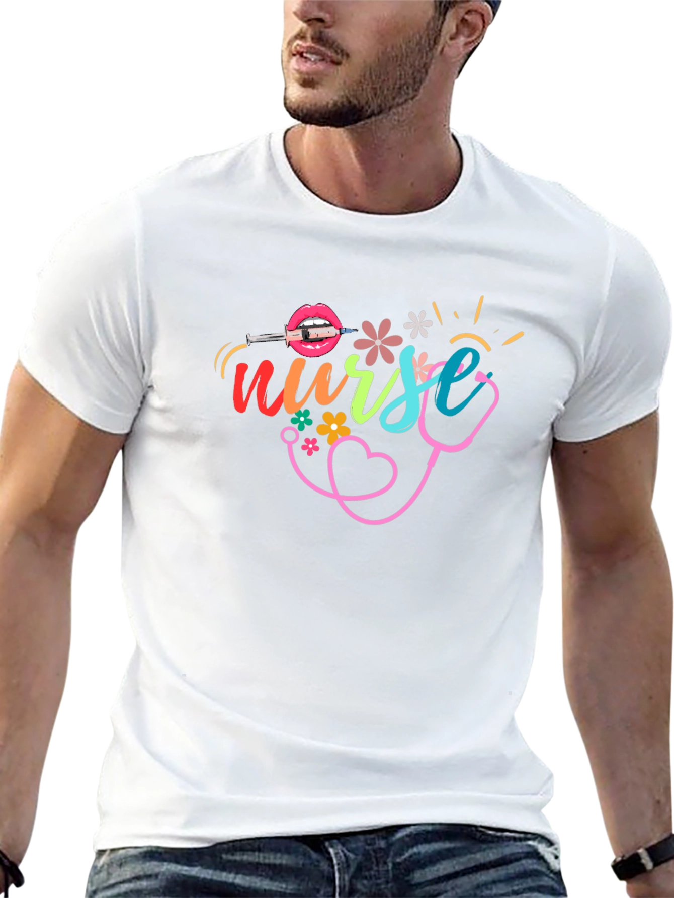 Nurse Graphic Print Cotton T-Shirt