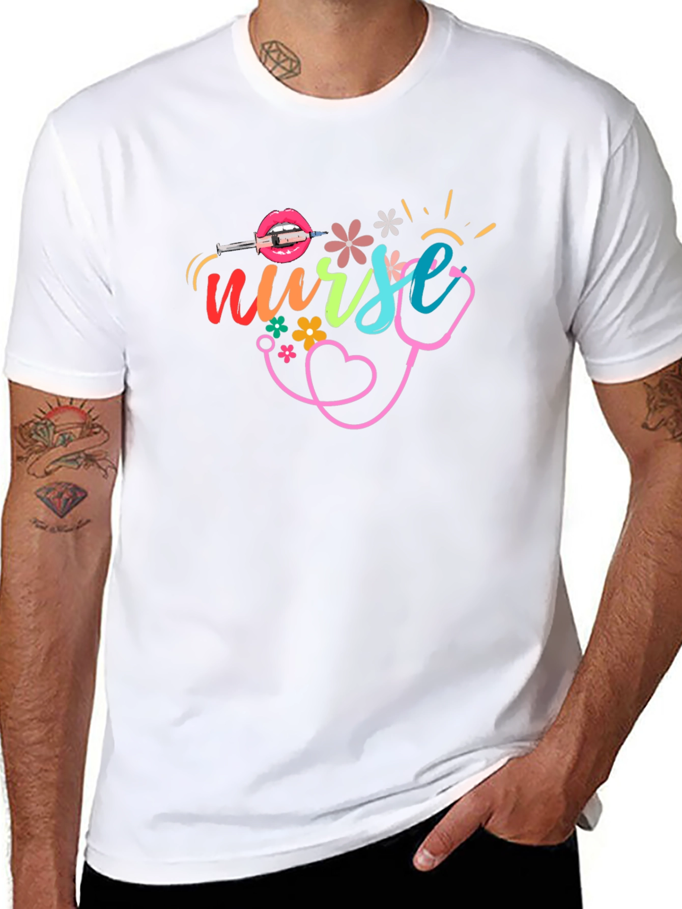 Nurse Graphic Print Cotton T-Shirt