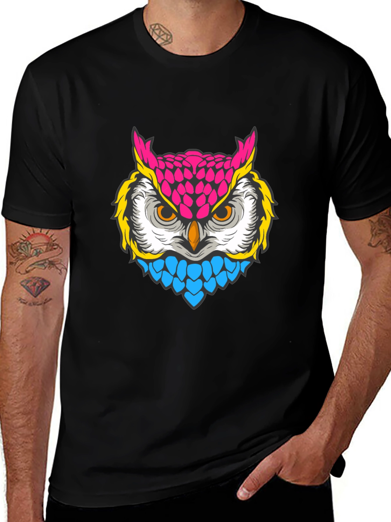 Neon Owl Graphic T-Shirt - Bold & Stylish
