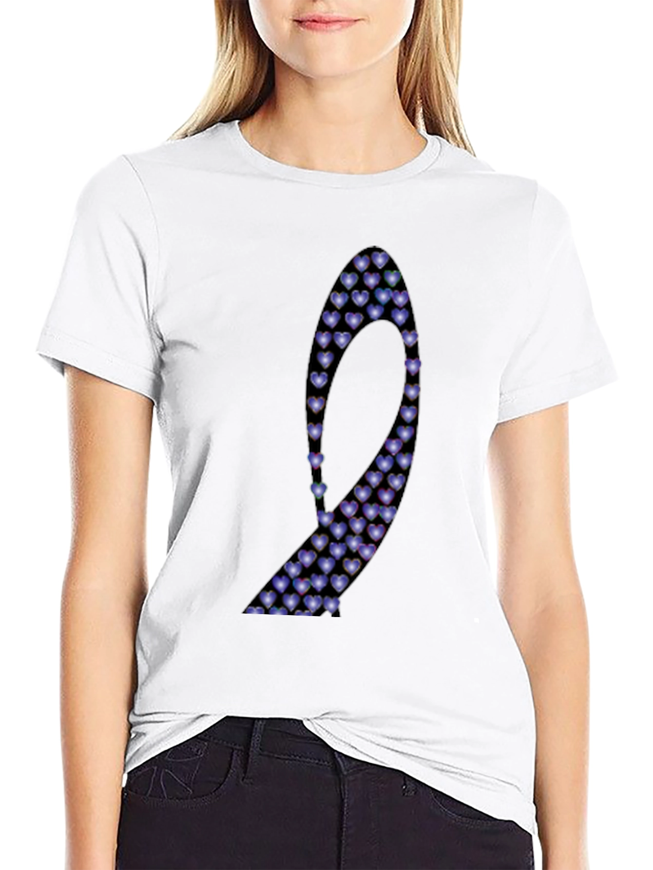 Heart Ribbon Graphic Black Tee