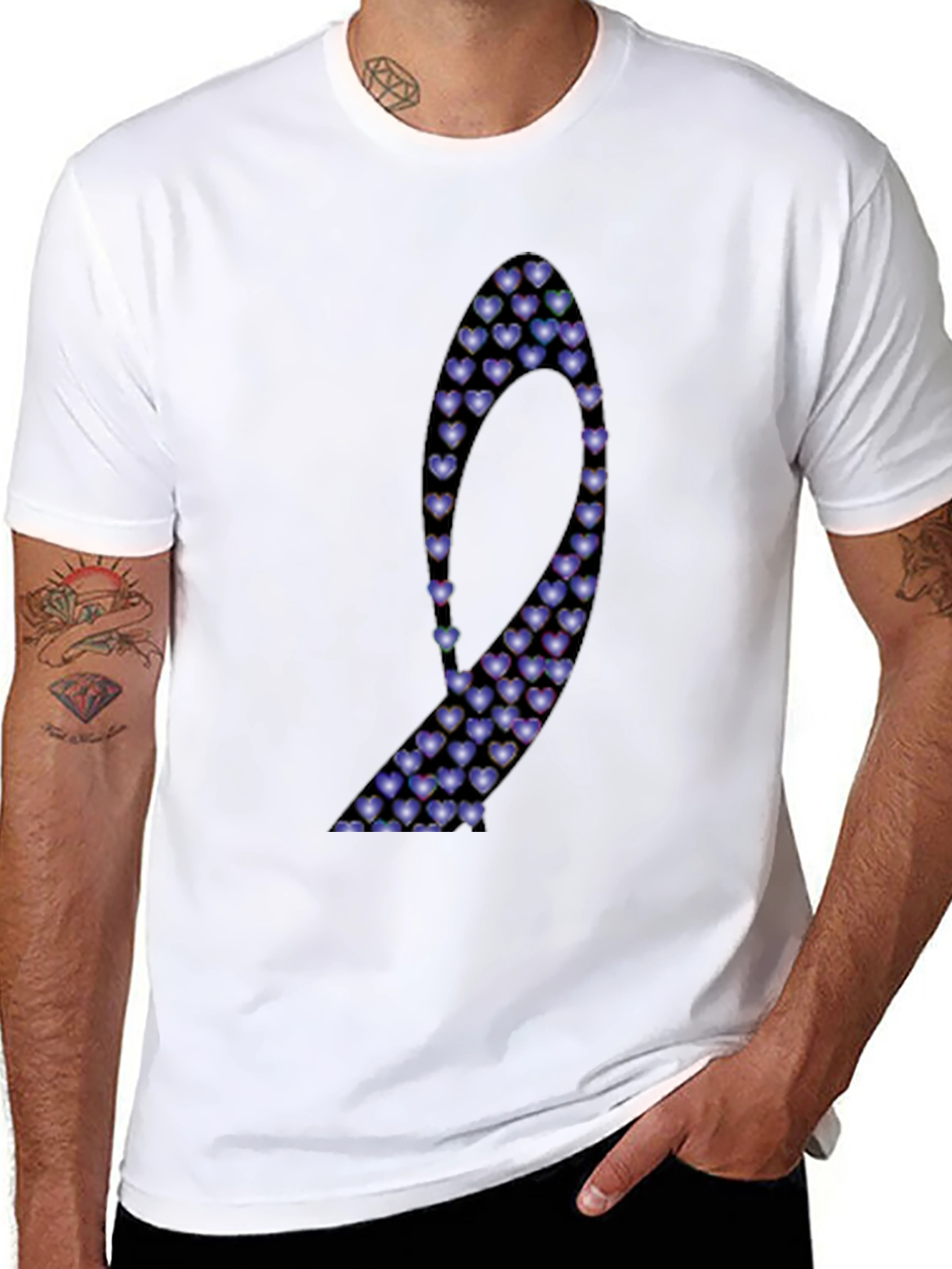 Heart Ribbon Graphic Black Tee