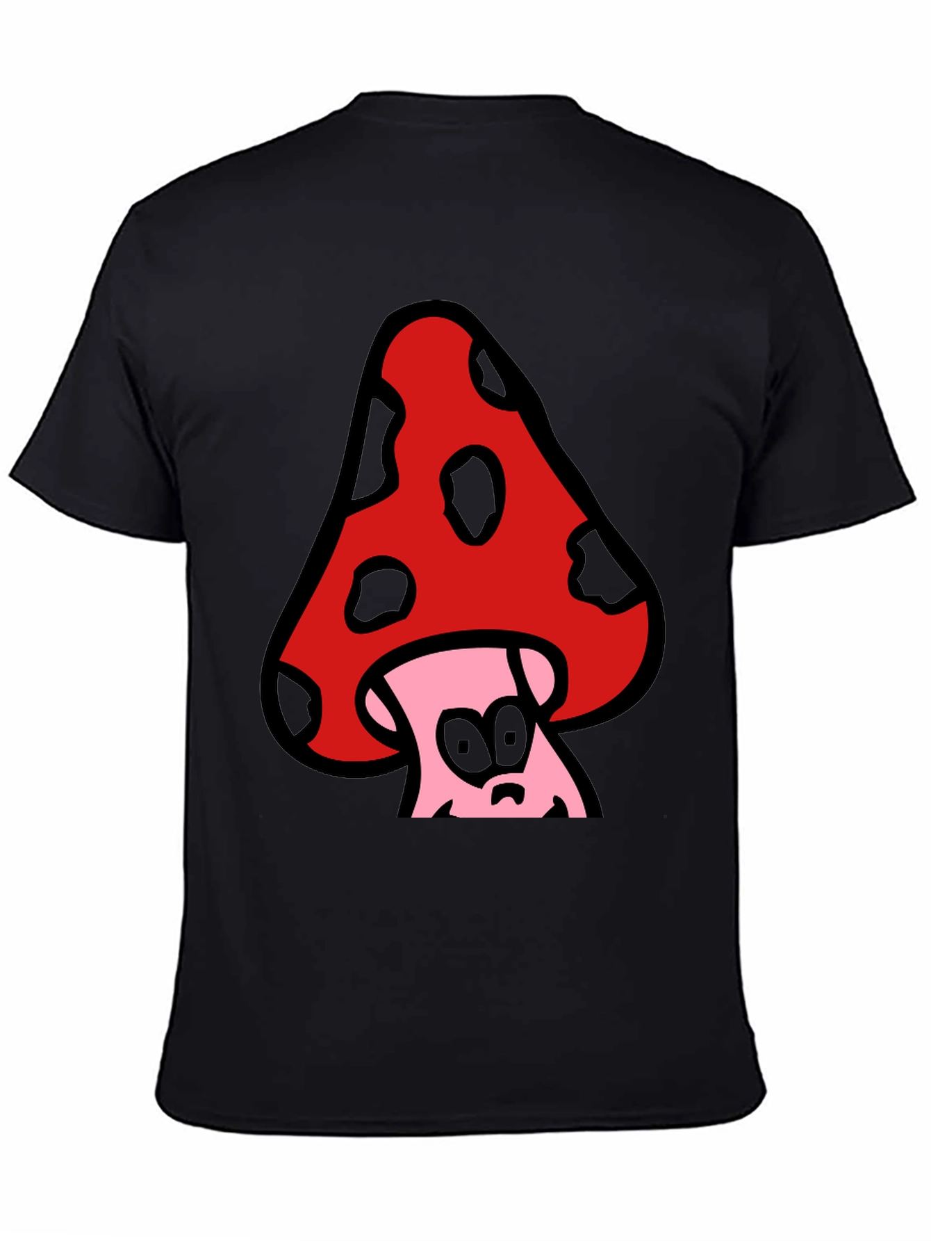 Funky Mushroom Graphic Tee - Black Cotton Blend