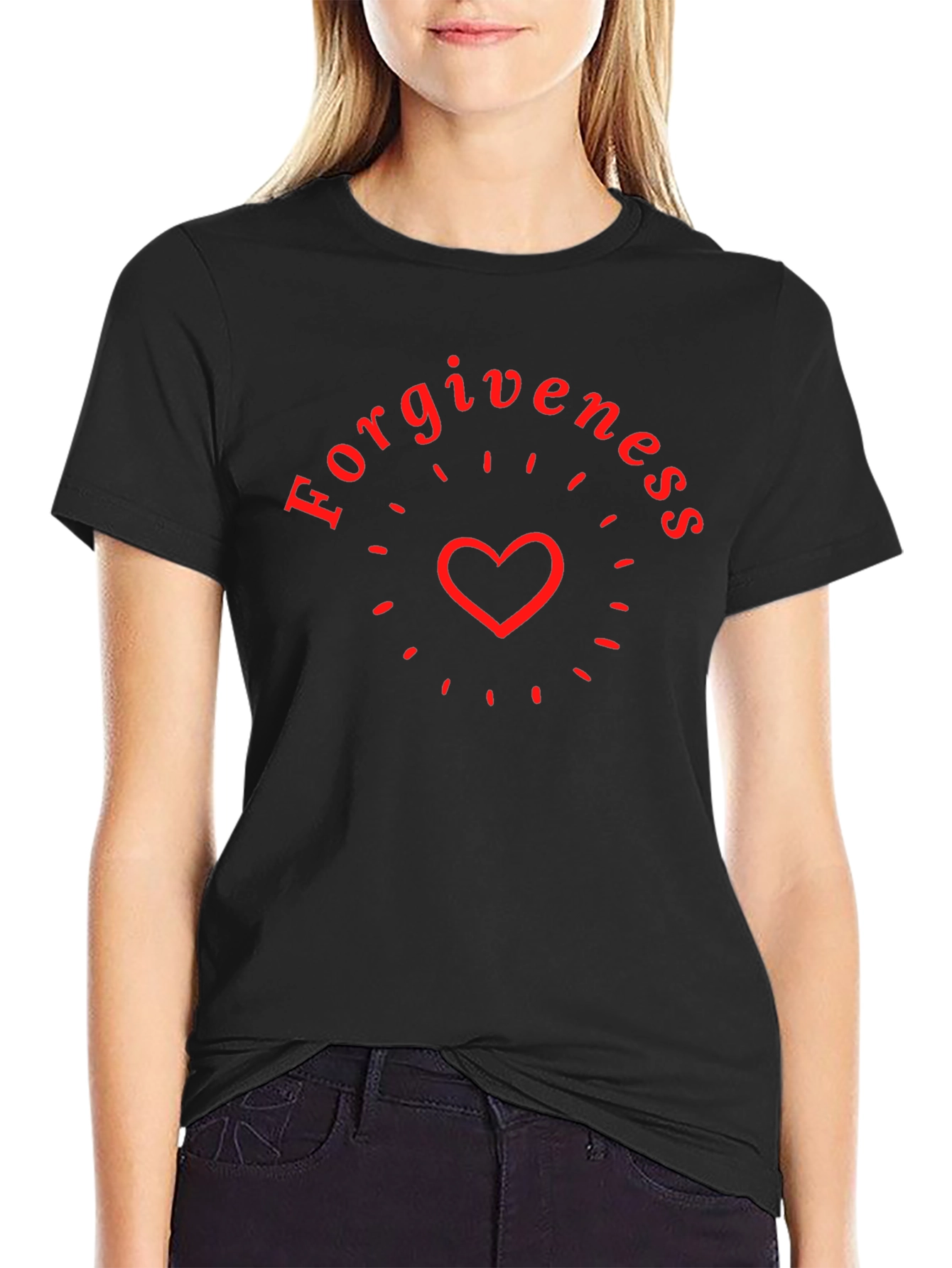 Forgiveness Heart Graphic Black T-Shirt