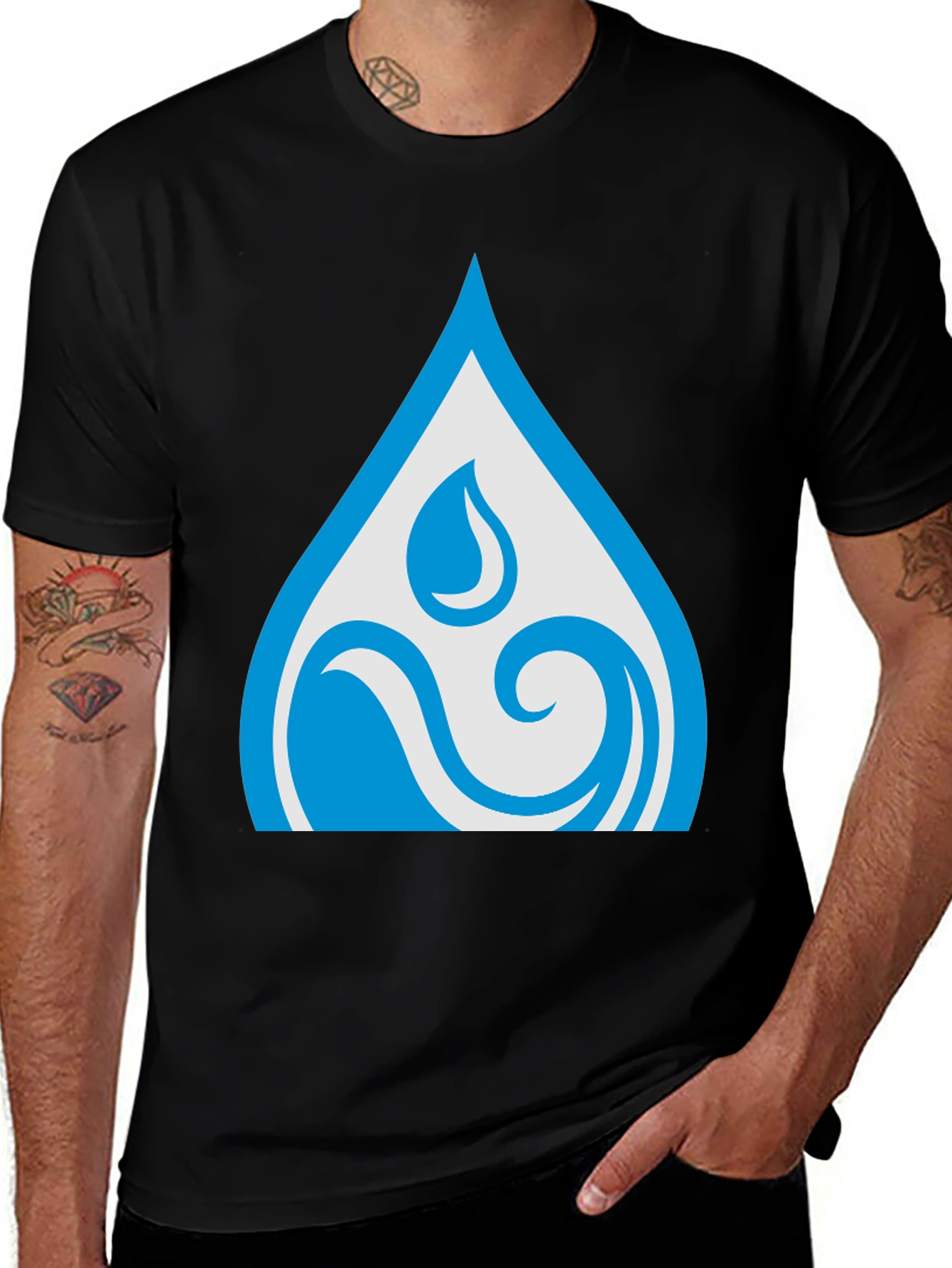 Water Element Black T-Shirt - Stylish & Comfortable