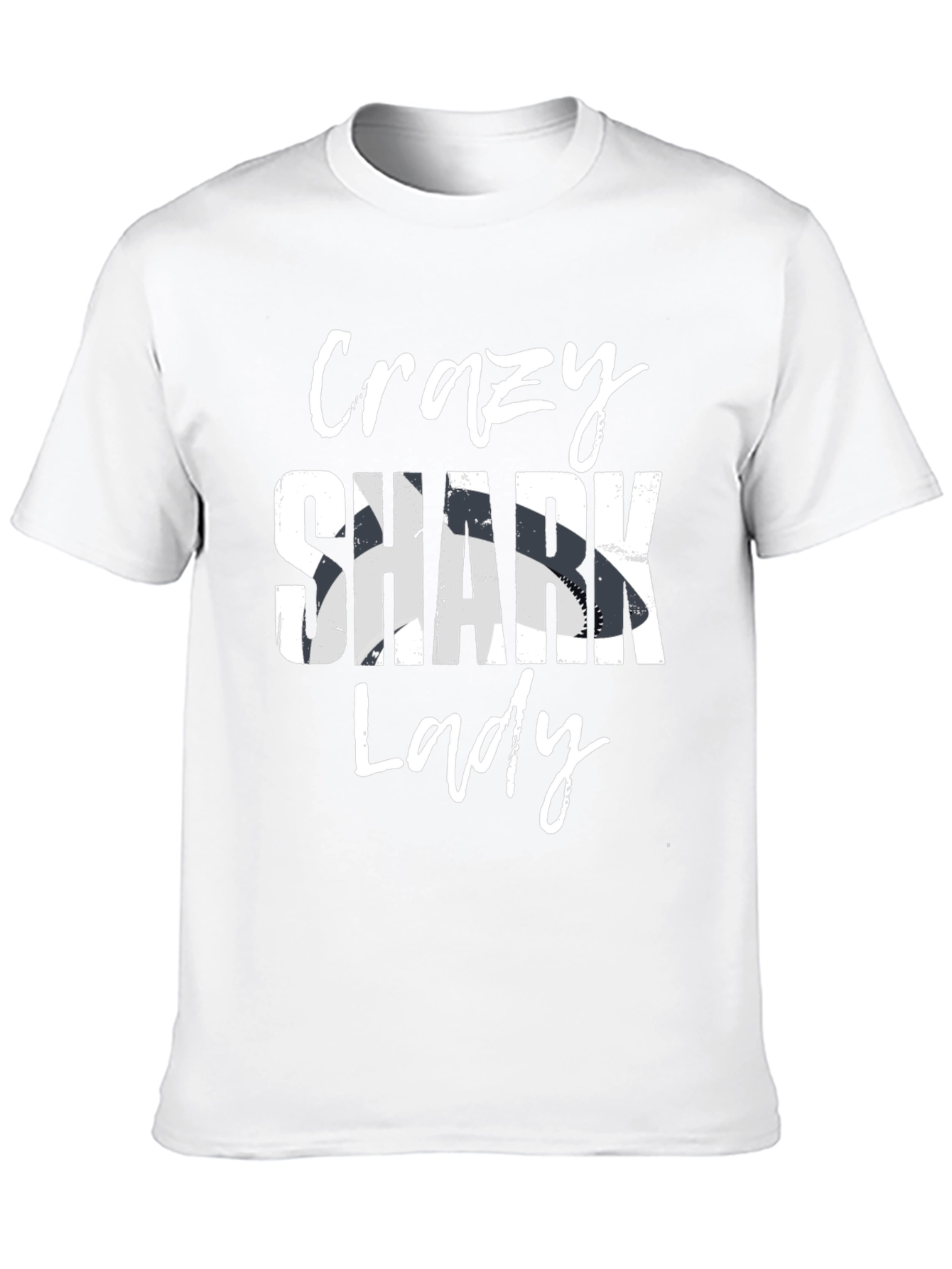 Crazy Shark Lady Graphic T-Shirt - Black Cotton Tee