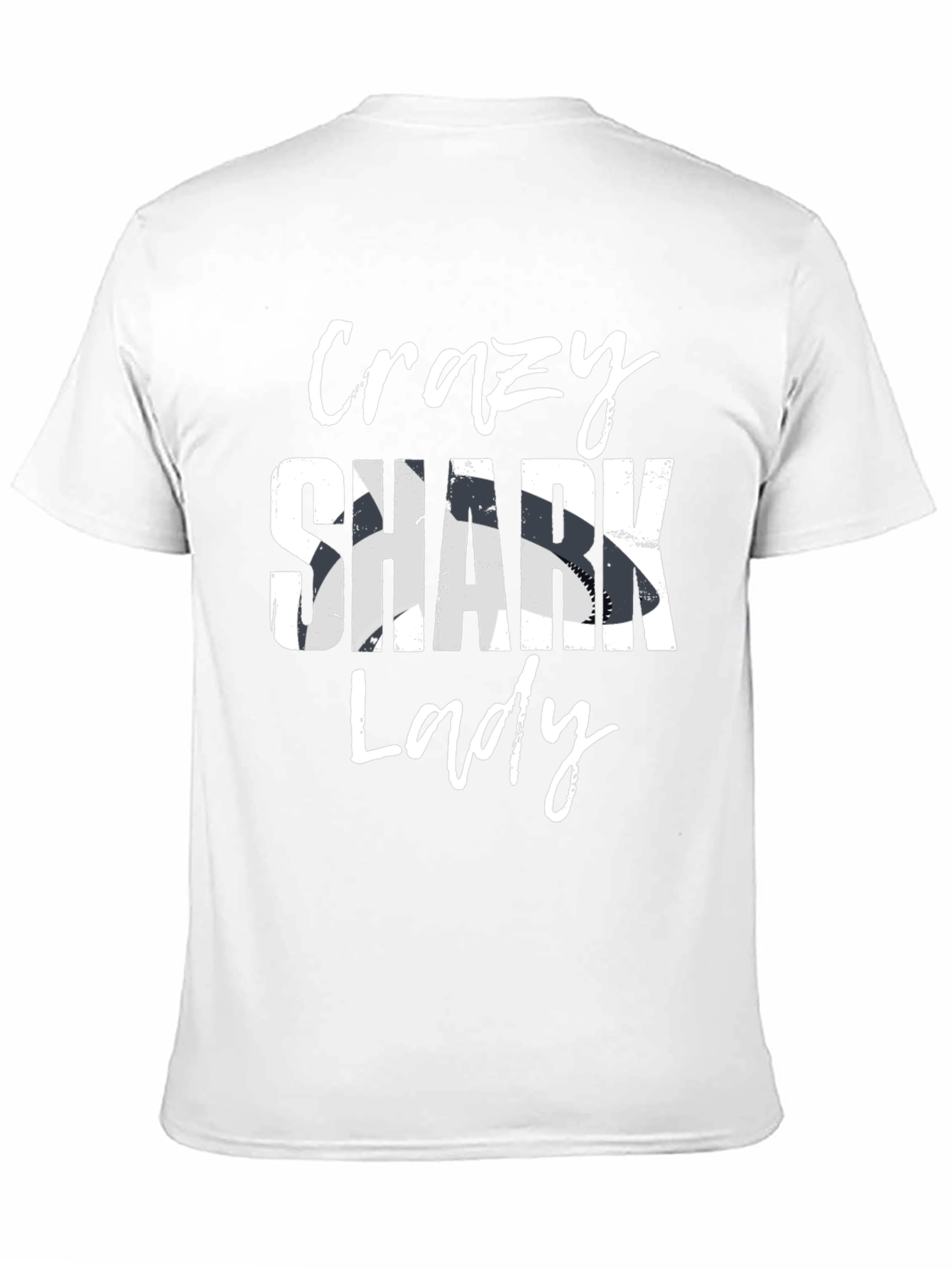 Crazy Shark Lady Graphic T-Shirt - Black Cotton Tee
