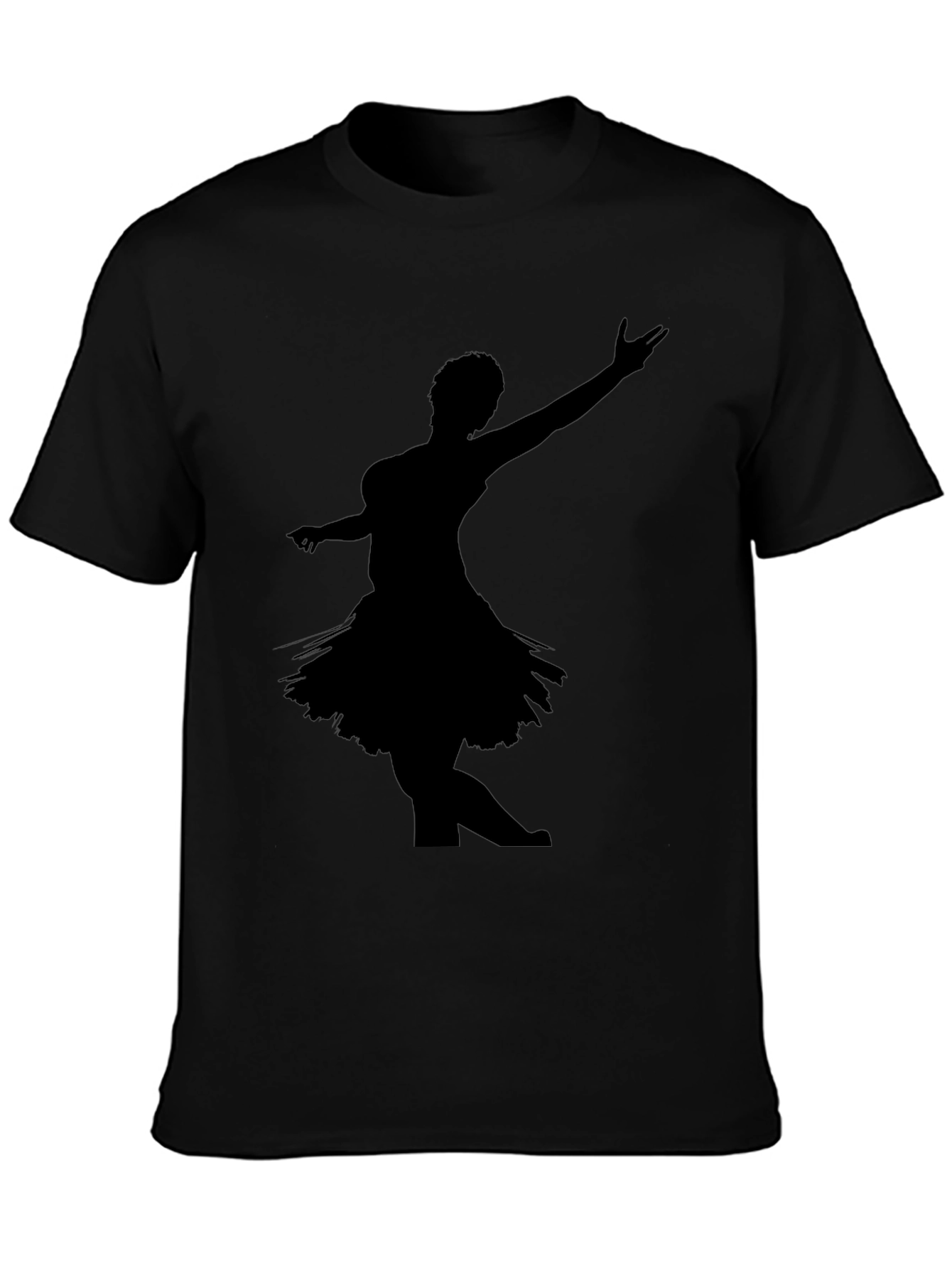 Black T-Shirt with Dancer Silhouette Graphic