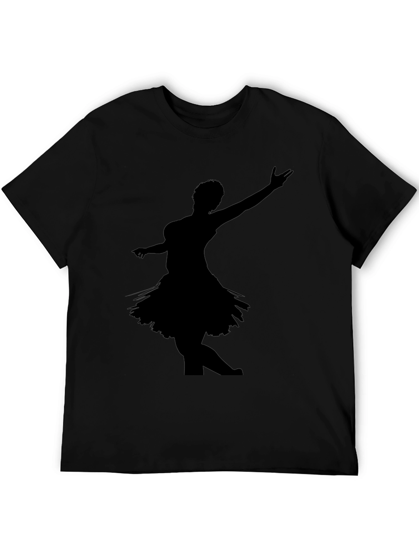 Black T-Shirt with Dancer Silhouette Graphic