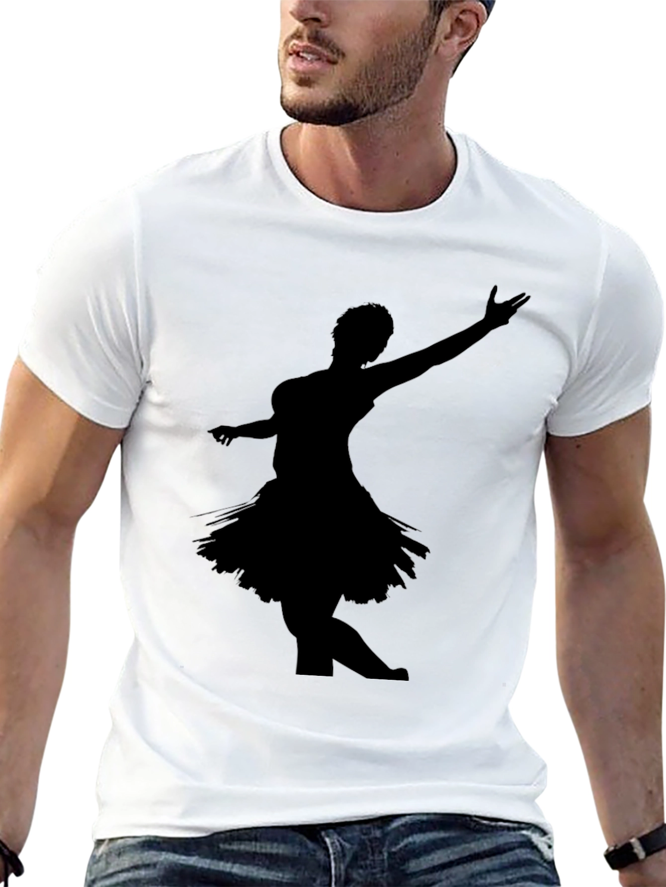 Black T-Shirt with Dancer Silhouette Graphic