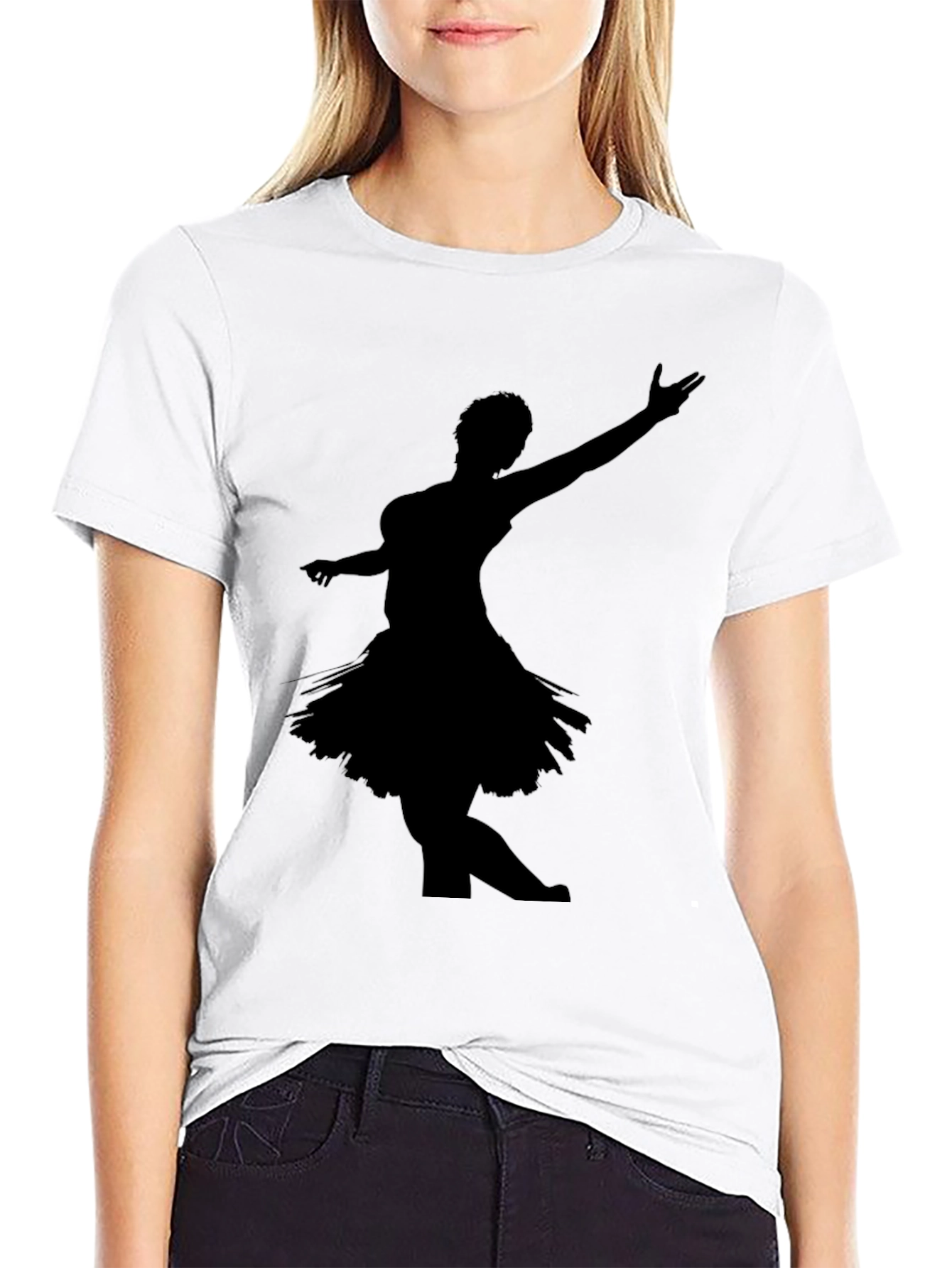 Black T-Shirt with Dancer Silhouette Graphic