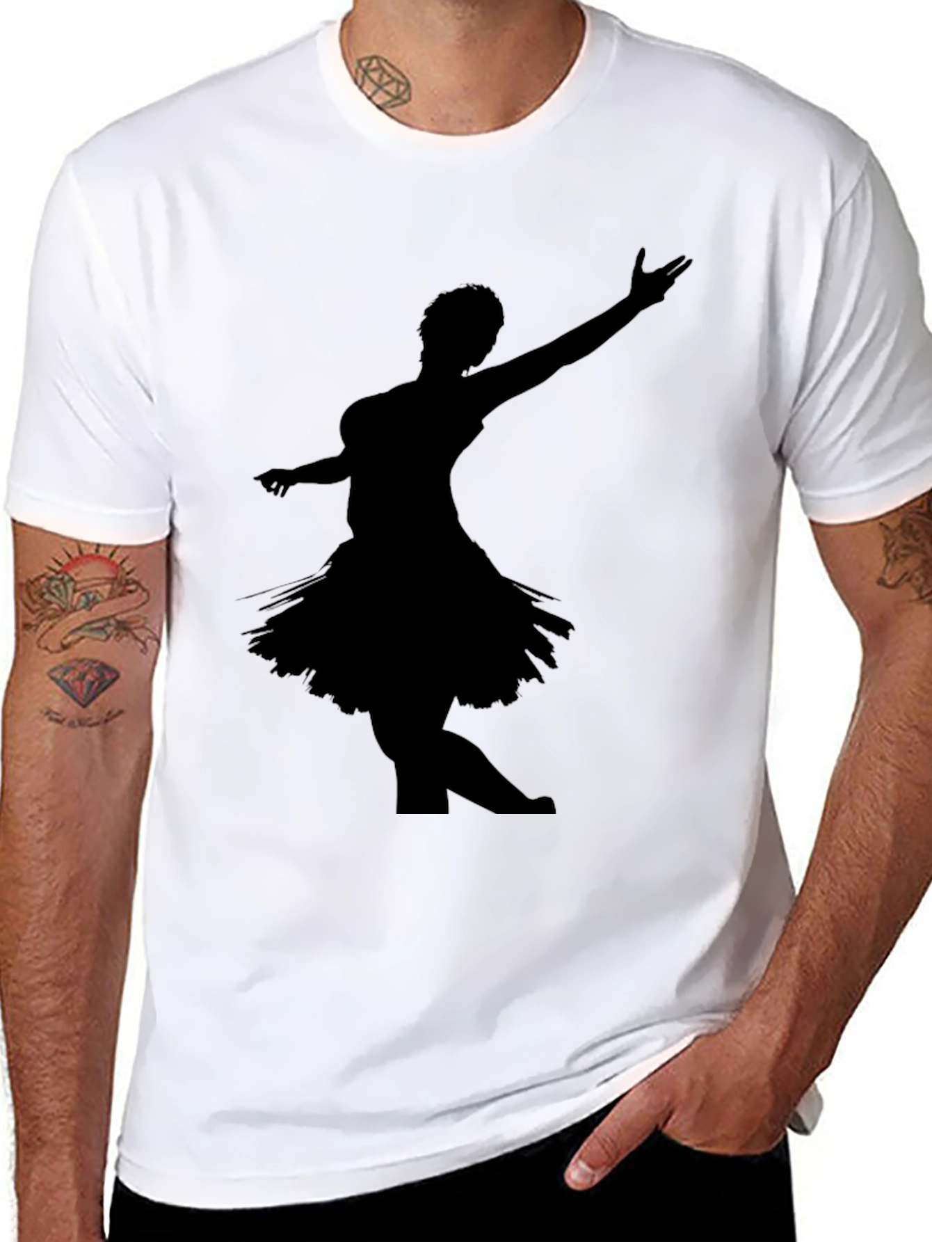Black T-Shirt with Dancer Silhouette Graphic