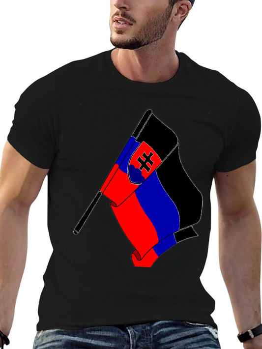 Slovakia Flag T-Shirt - Black Cotton Tee