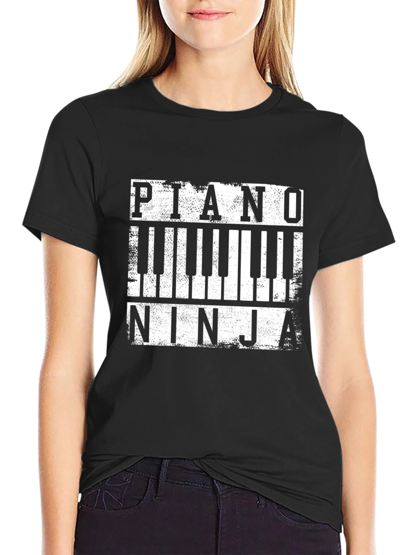 Piano Ninja Graphic T-Shirt - Black