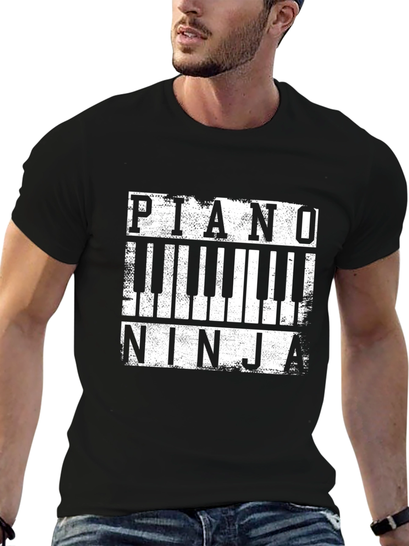 Piano Ninja Graphic T-Shirt - Black