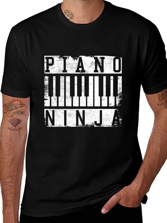 Piano Ninja Graphic T-Shirt - Black