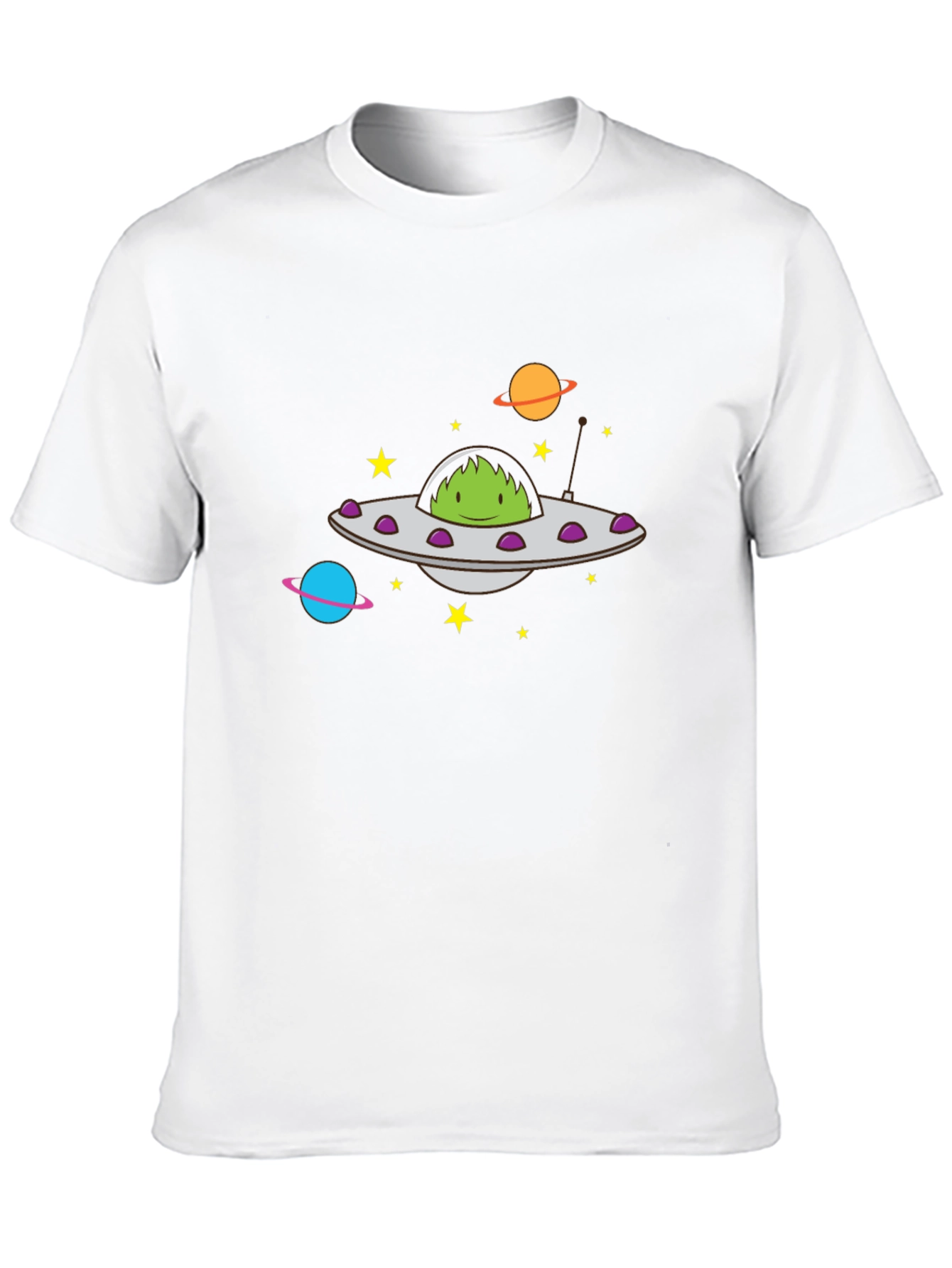 UFO Alien Graphic Print Black T-Shirt