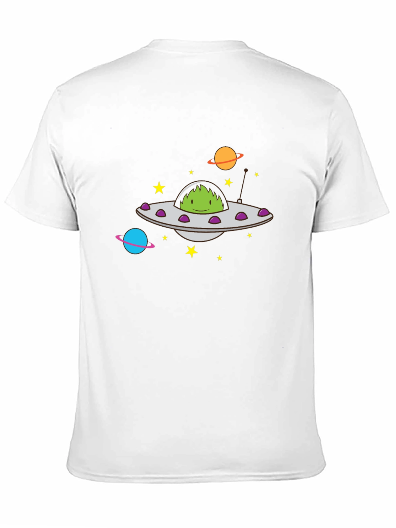 UFO Alien Graphic Print Black T-Shirt