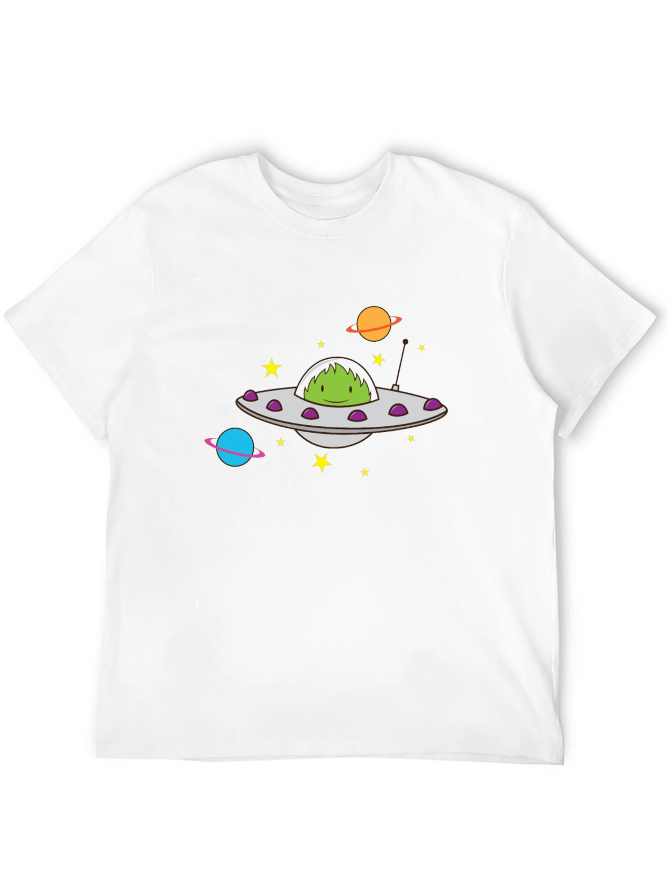 UFO Alien Graphic Print Black T-Shirt