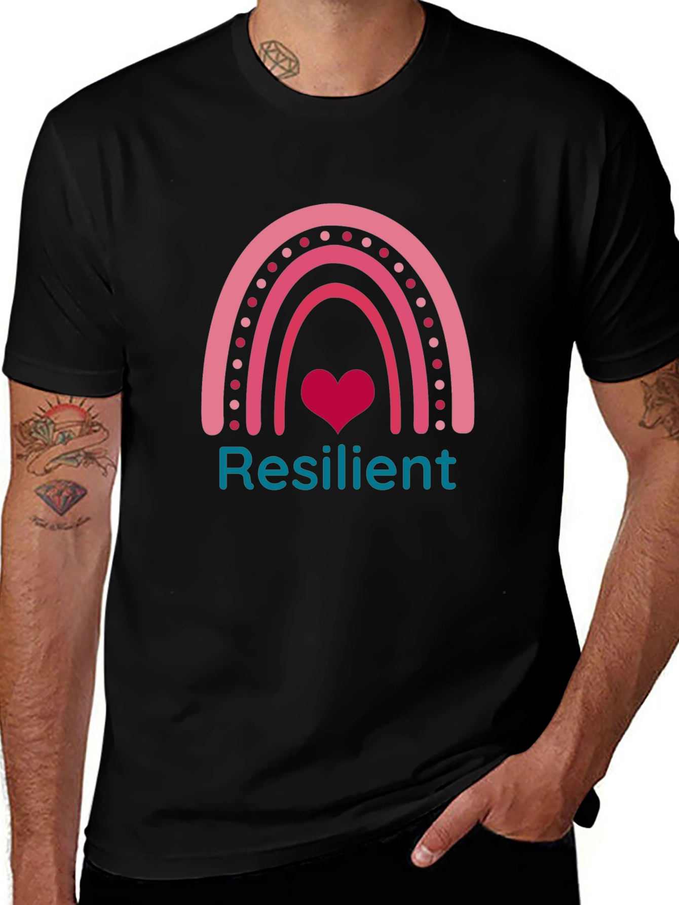 Resilient Rainbow Heart T-Shirt - Positive Vibes