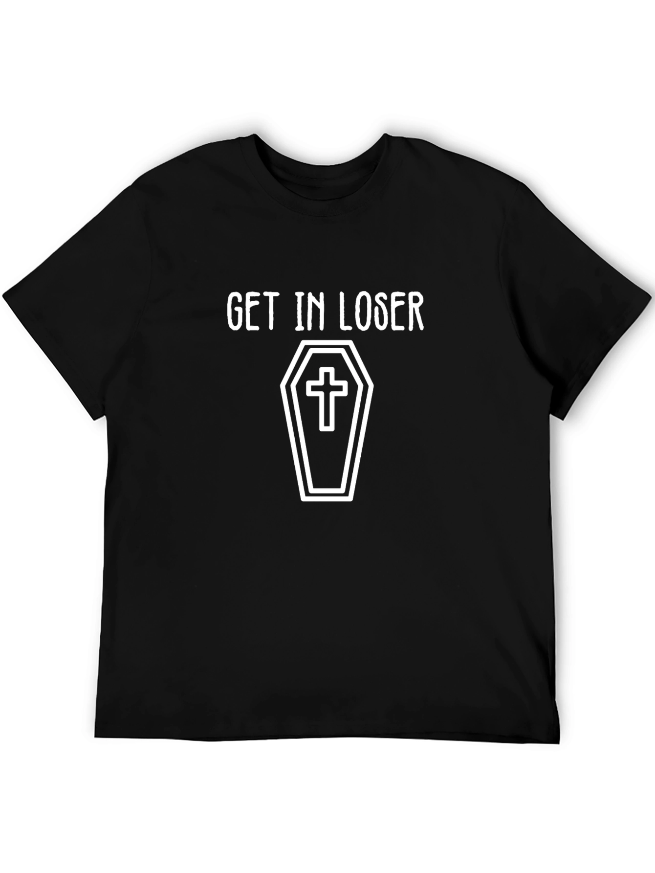 Get In Loser Coffin Graphic Tee - Black