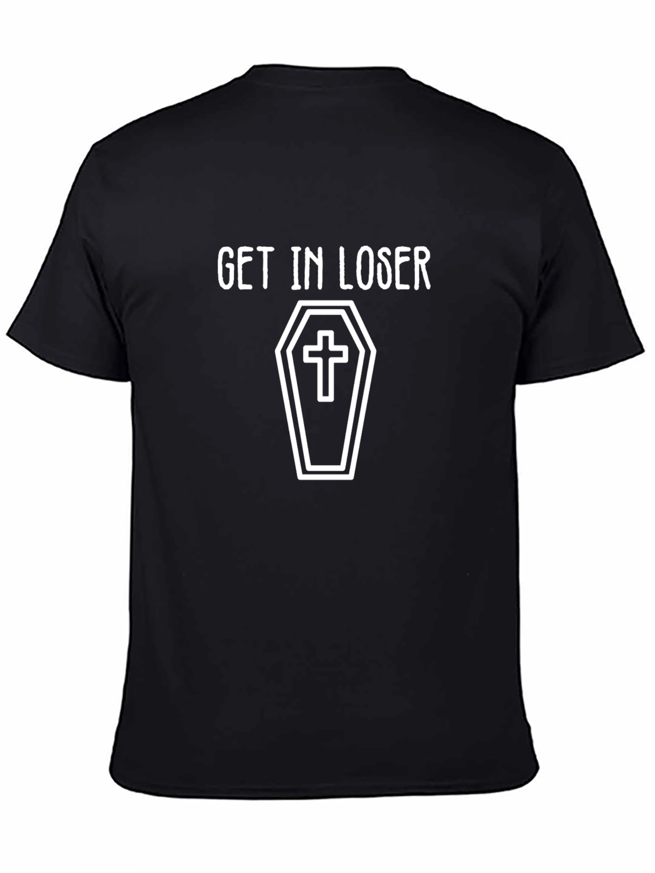 Get In Loser Coffin Graphic Tee - Black