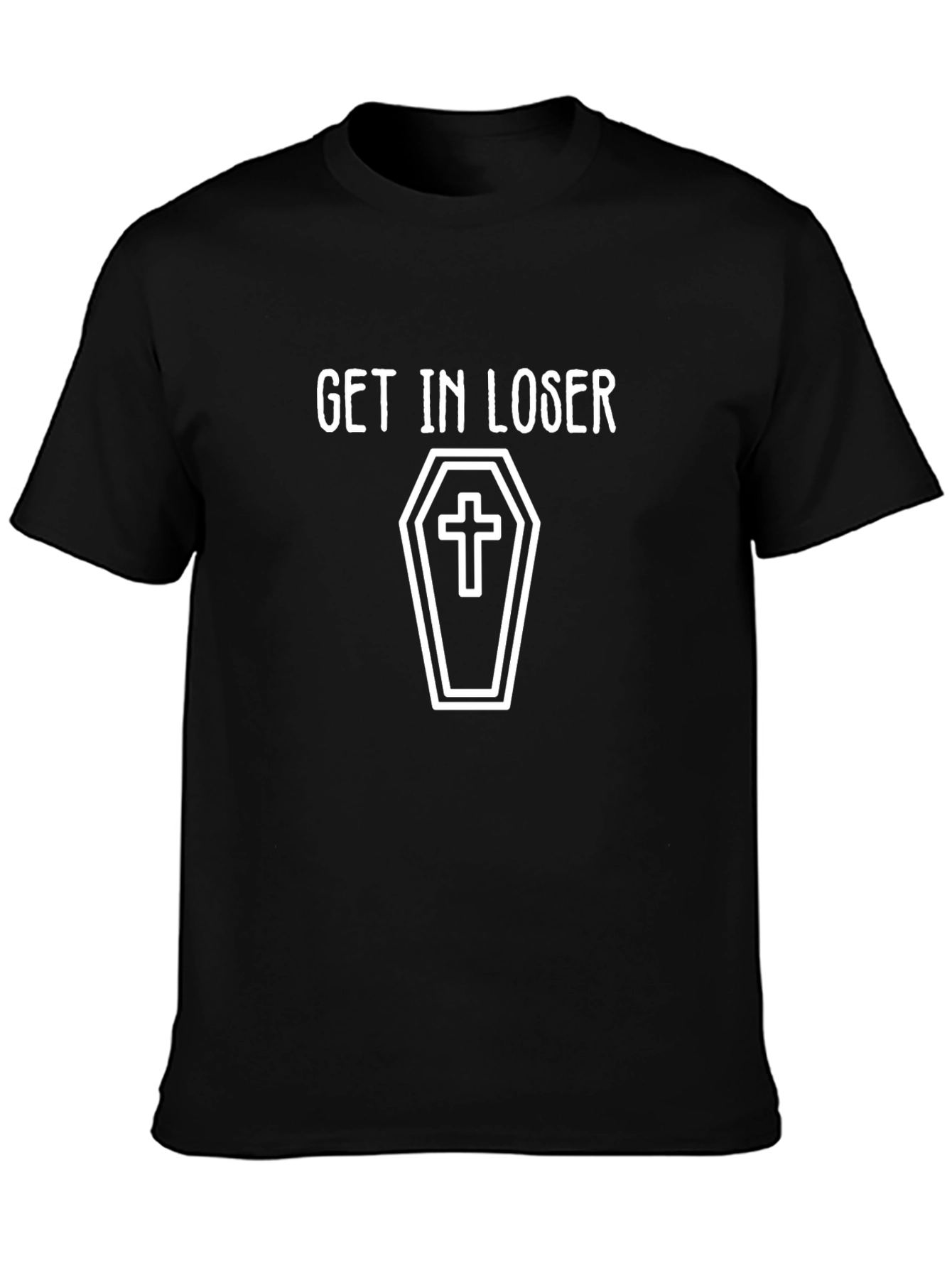 Get In Loser Coffin Graphic Tee - Black