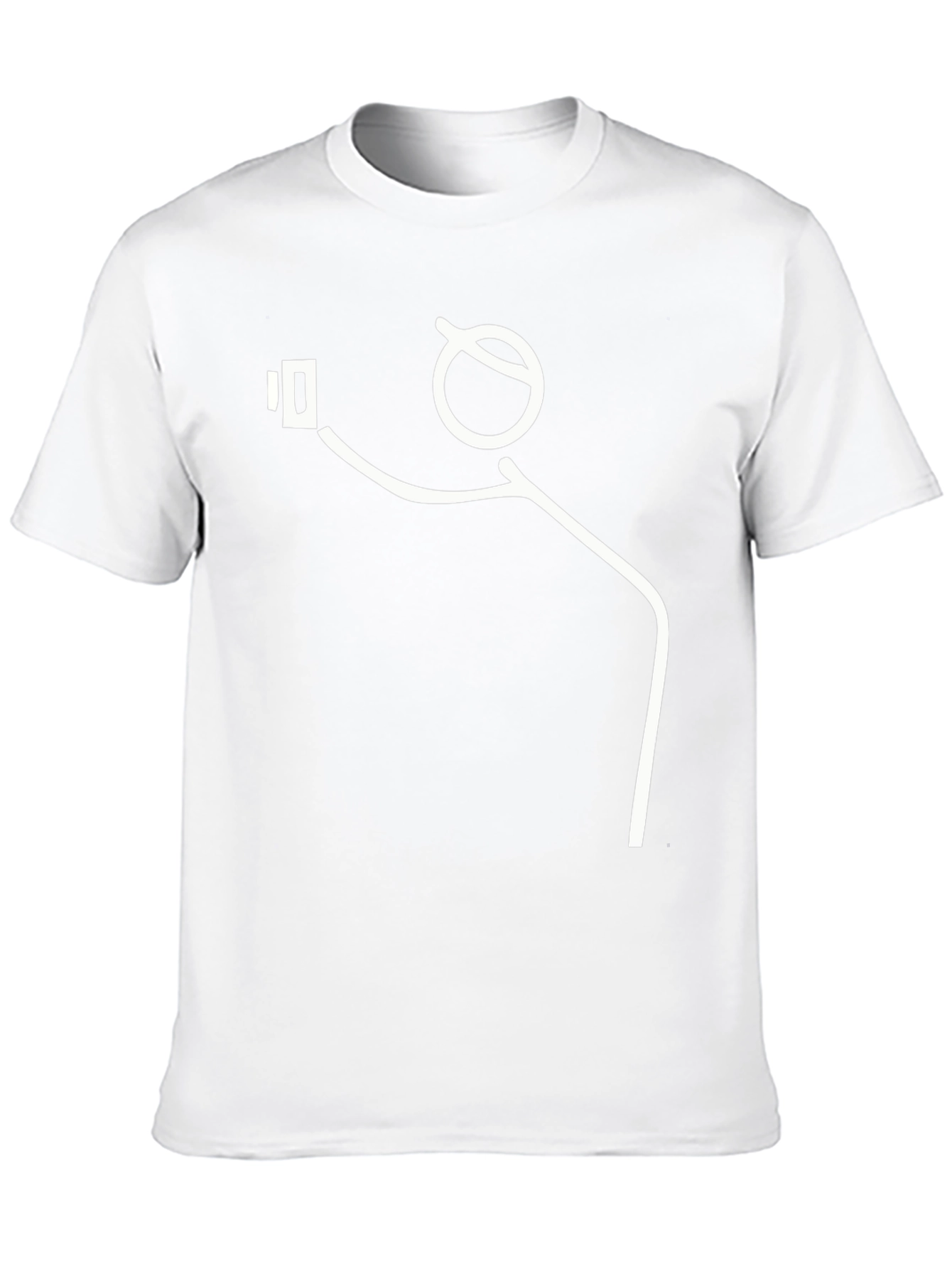 Selfie Stick Figure Graphic Tee - Black Cotton