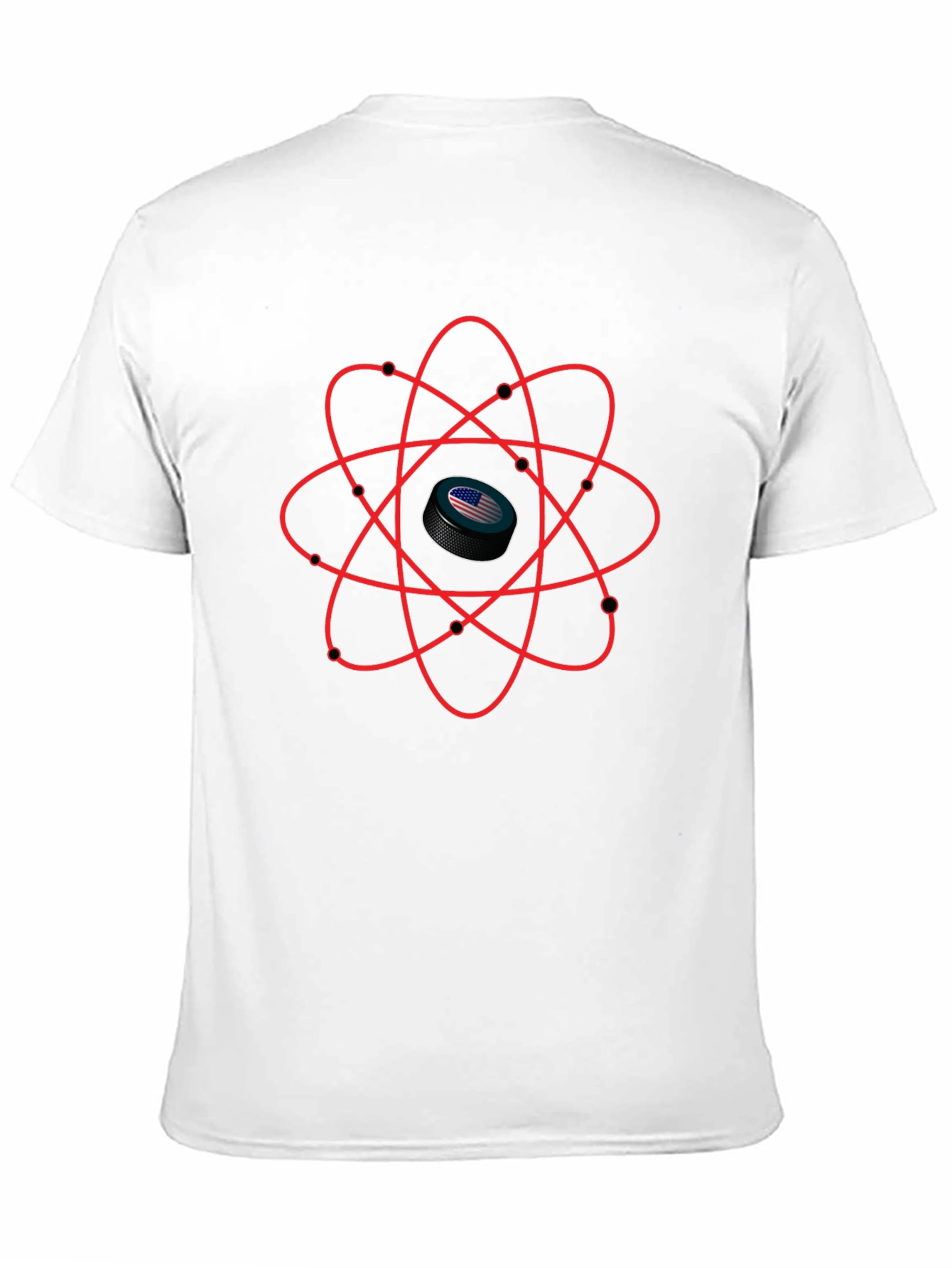 USA Hockey Puck Atom T-Shirt - Patriotic Science Tee