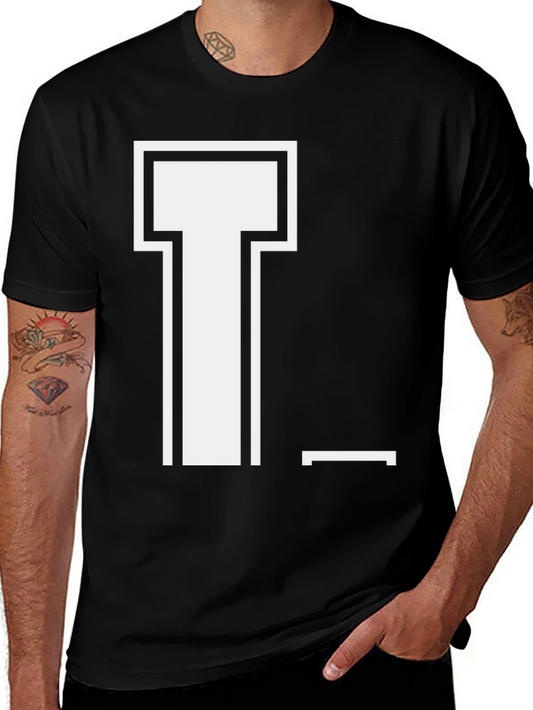 Minimalist T Graphic Tee - Black Cotton T-Shirt