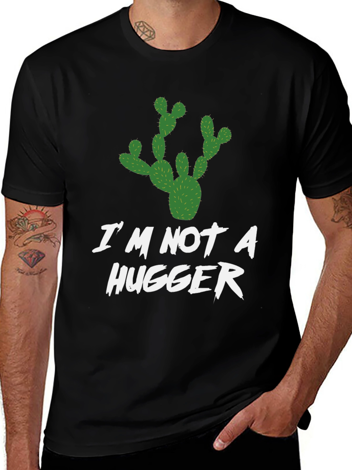 Im Not A Hugger T-Shirt Cactus Graphic Novelty Tee