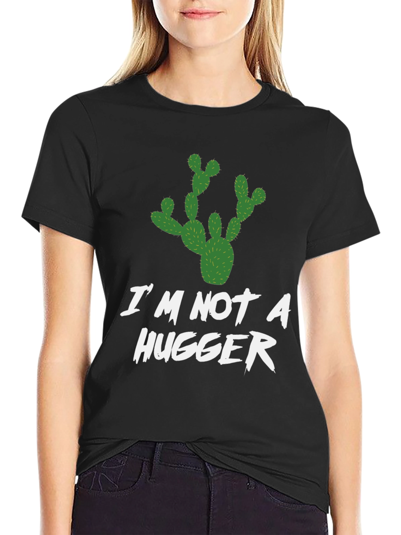 Im Not A Hugger T-Shirt Cactus Graphic Novelty Tee