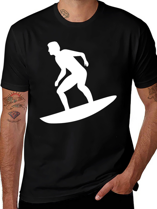 Black T-Shirt with Surfer Graphic