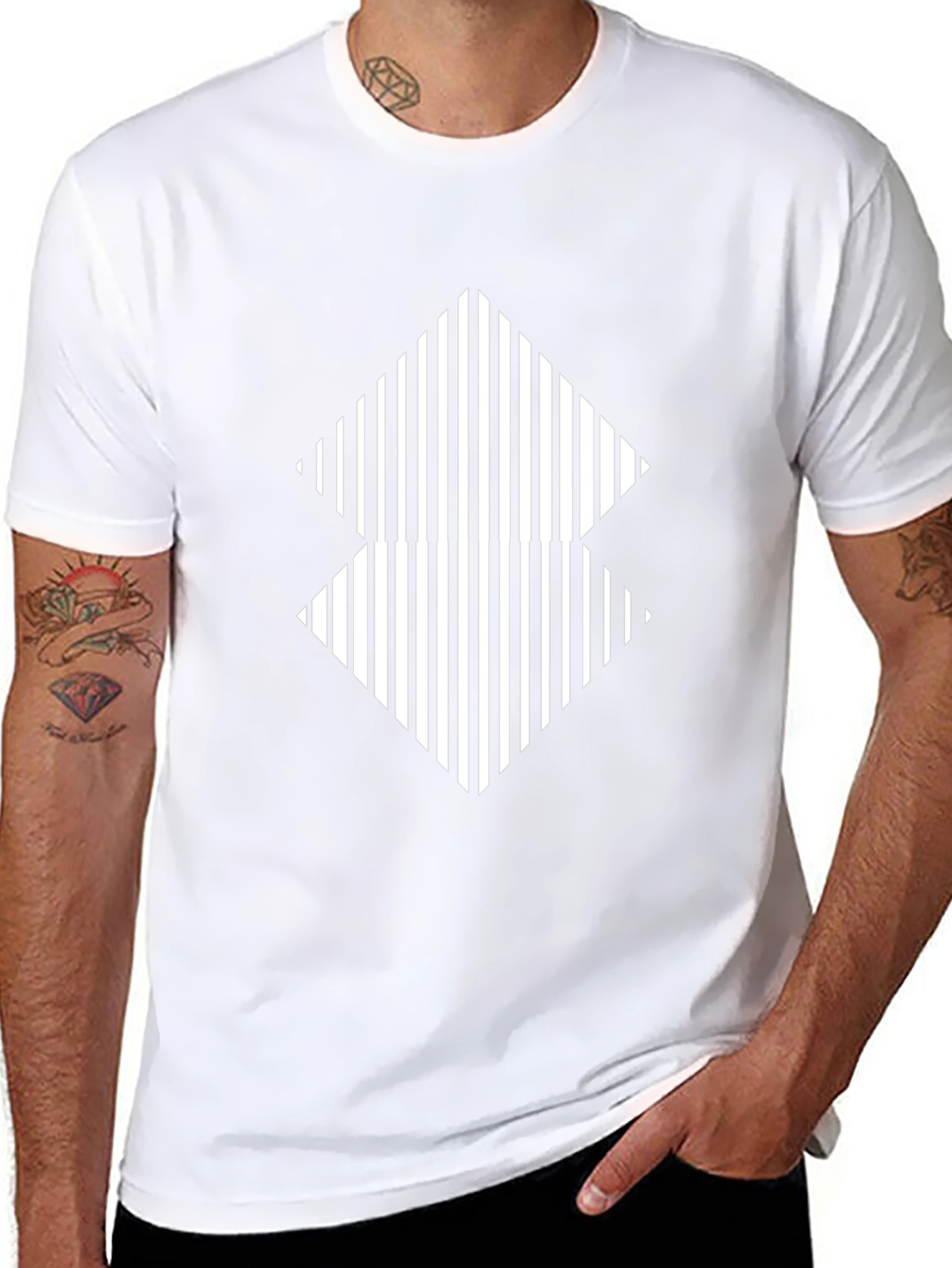 Stripped Diamond Graphic Tee - Black Casual Shirt