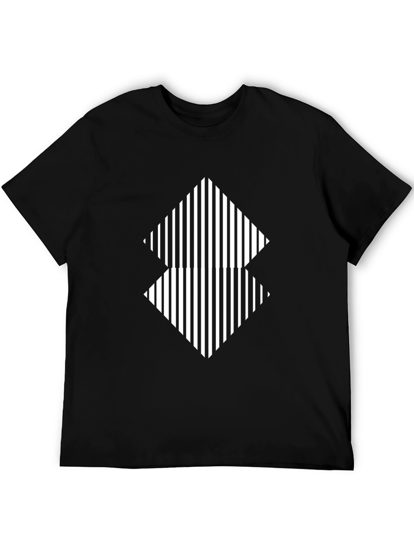 Stripped Diamond Graphic Tee - Black Casual Shirt
