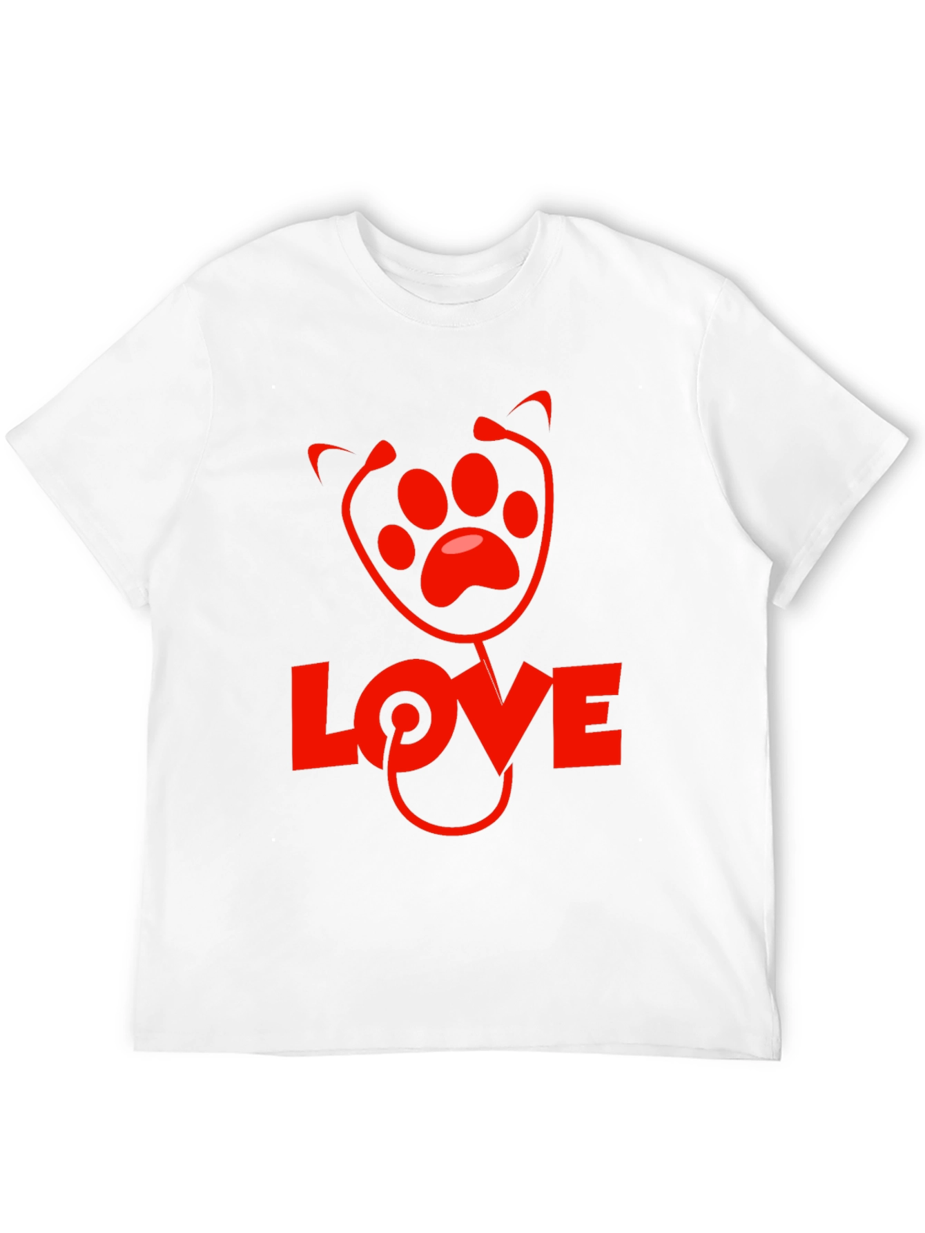 Vet Love Paw Print Stethoscope Black T-Shirt