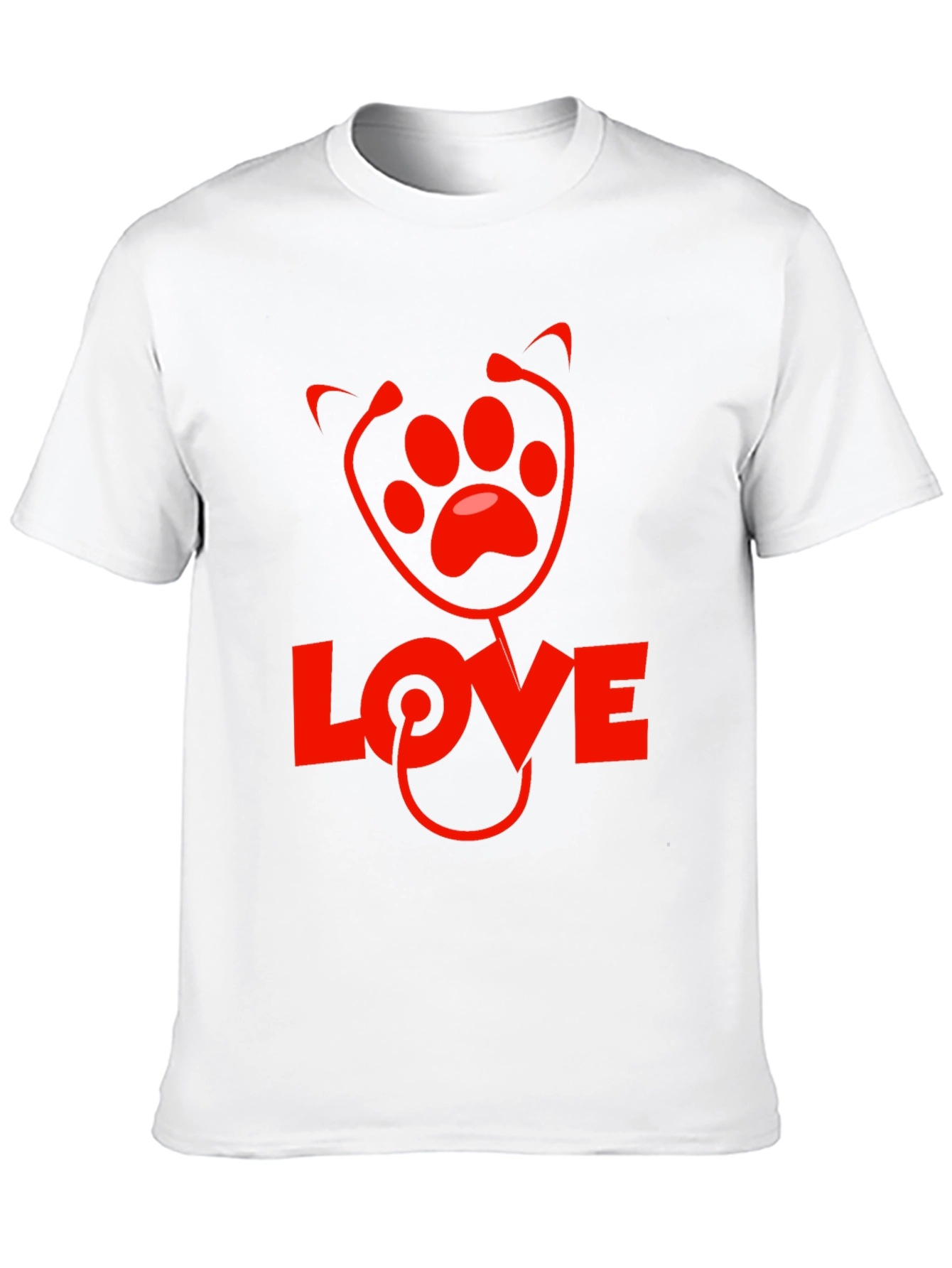 Vet Love Paw Print Stethoscope Black T-Shirt