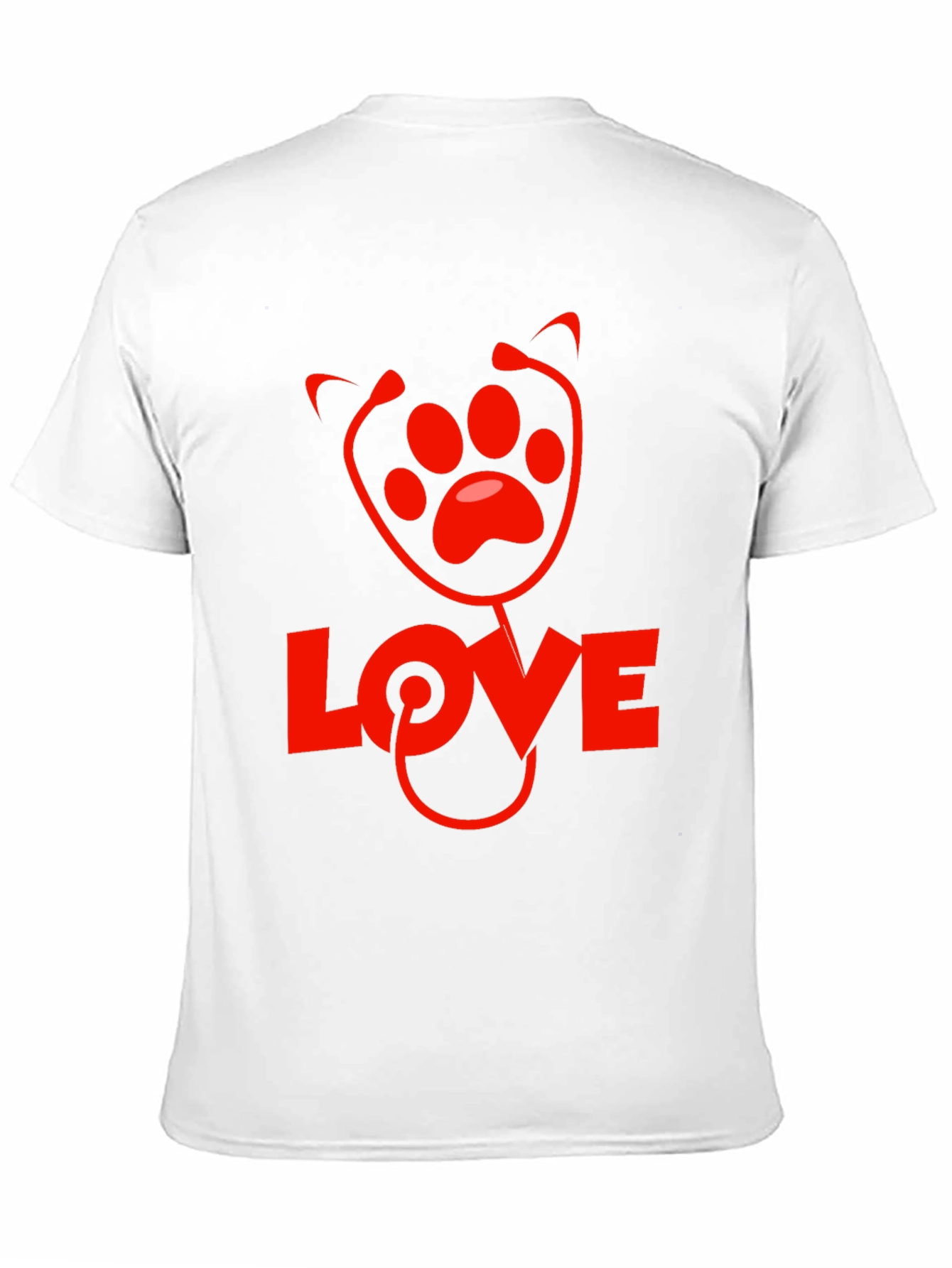 Vet Love Paw Print Stethoscope Black T-Shirt