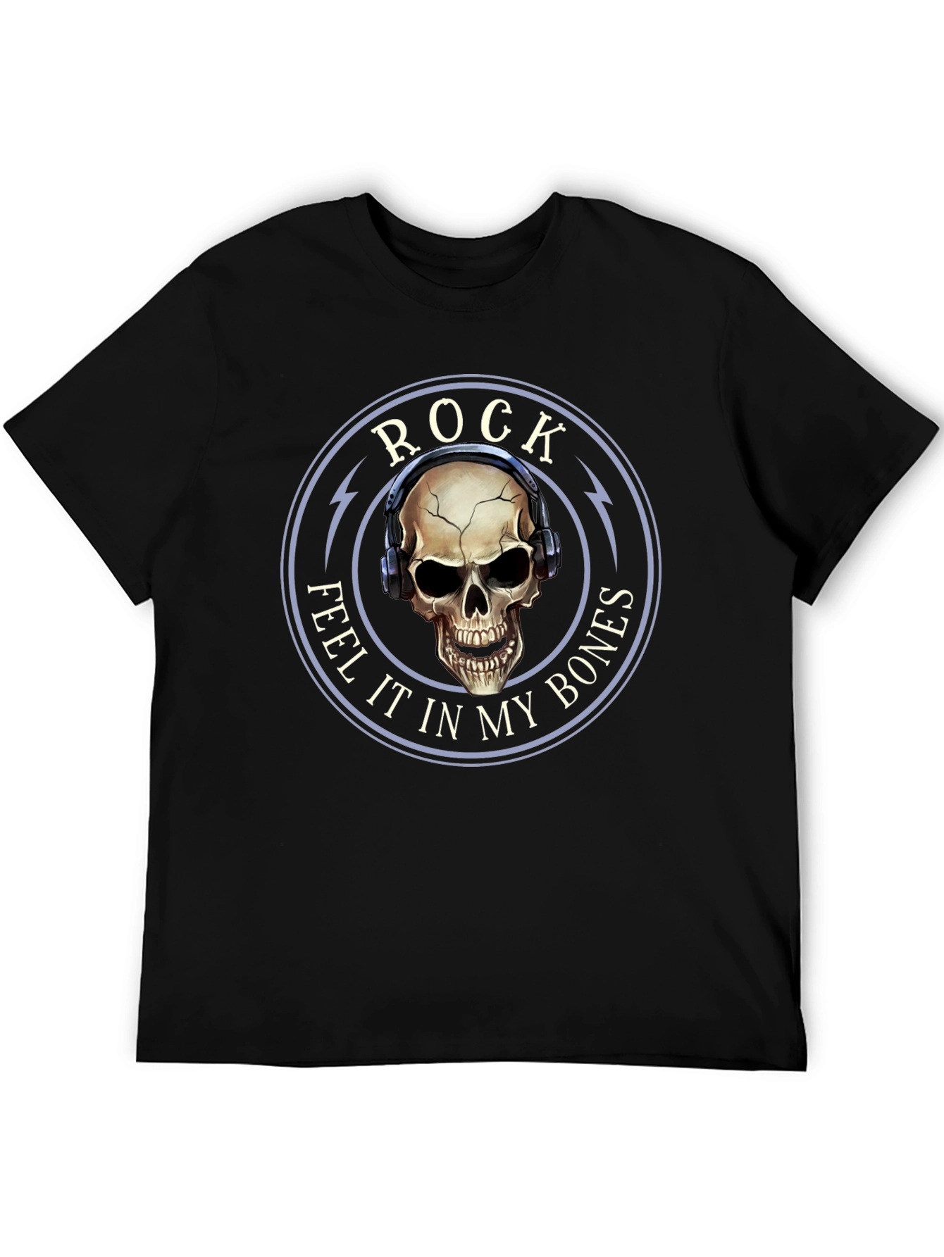 Rock Feel It T-Shirt Skull Headphones