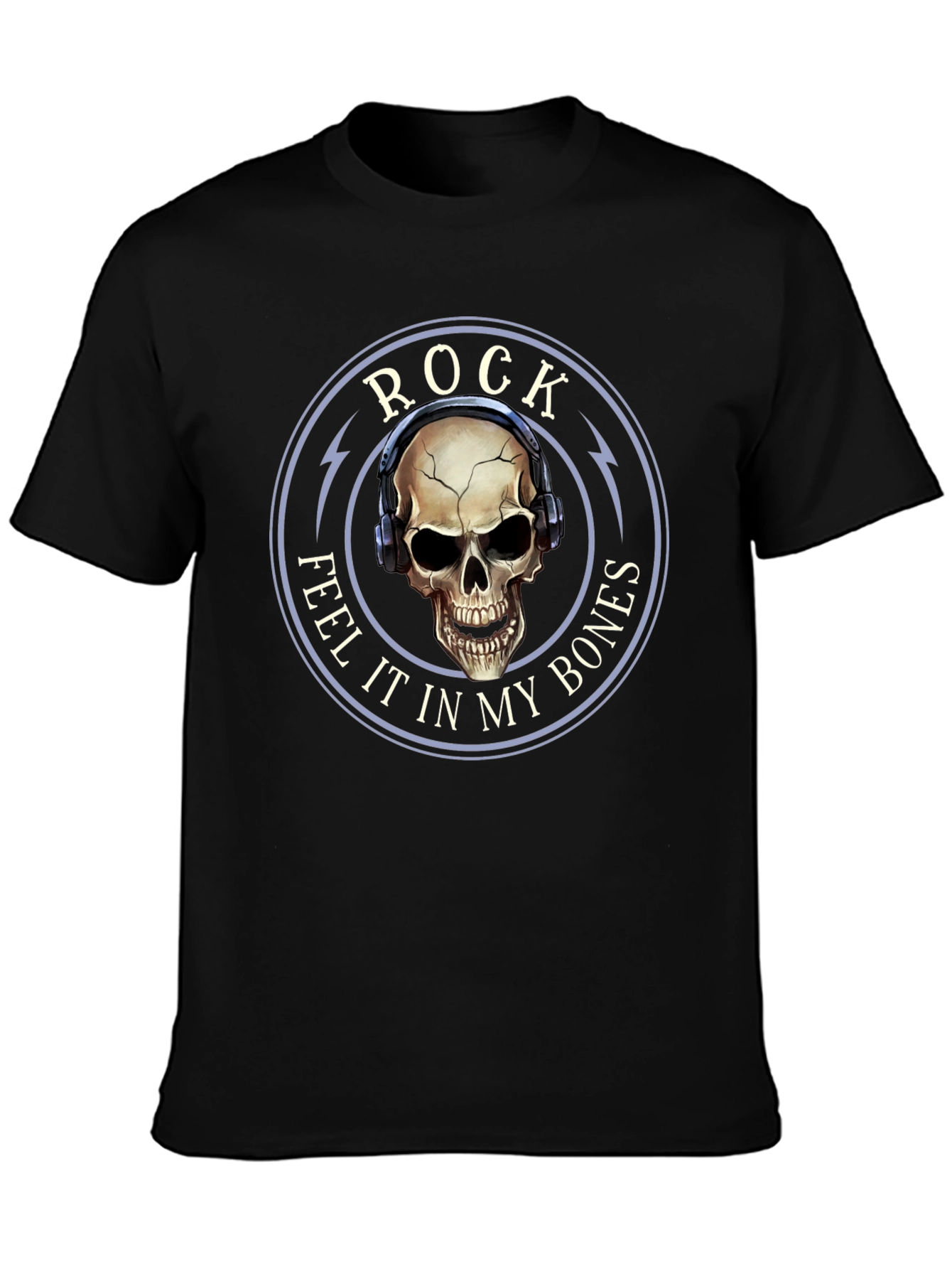 Rock Feel It T-Shirt Skull Headphones