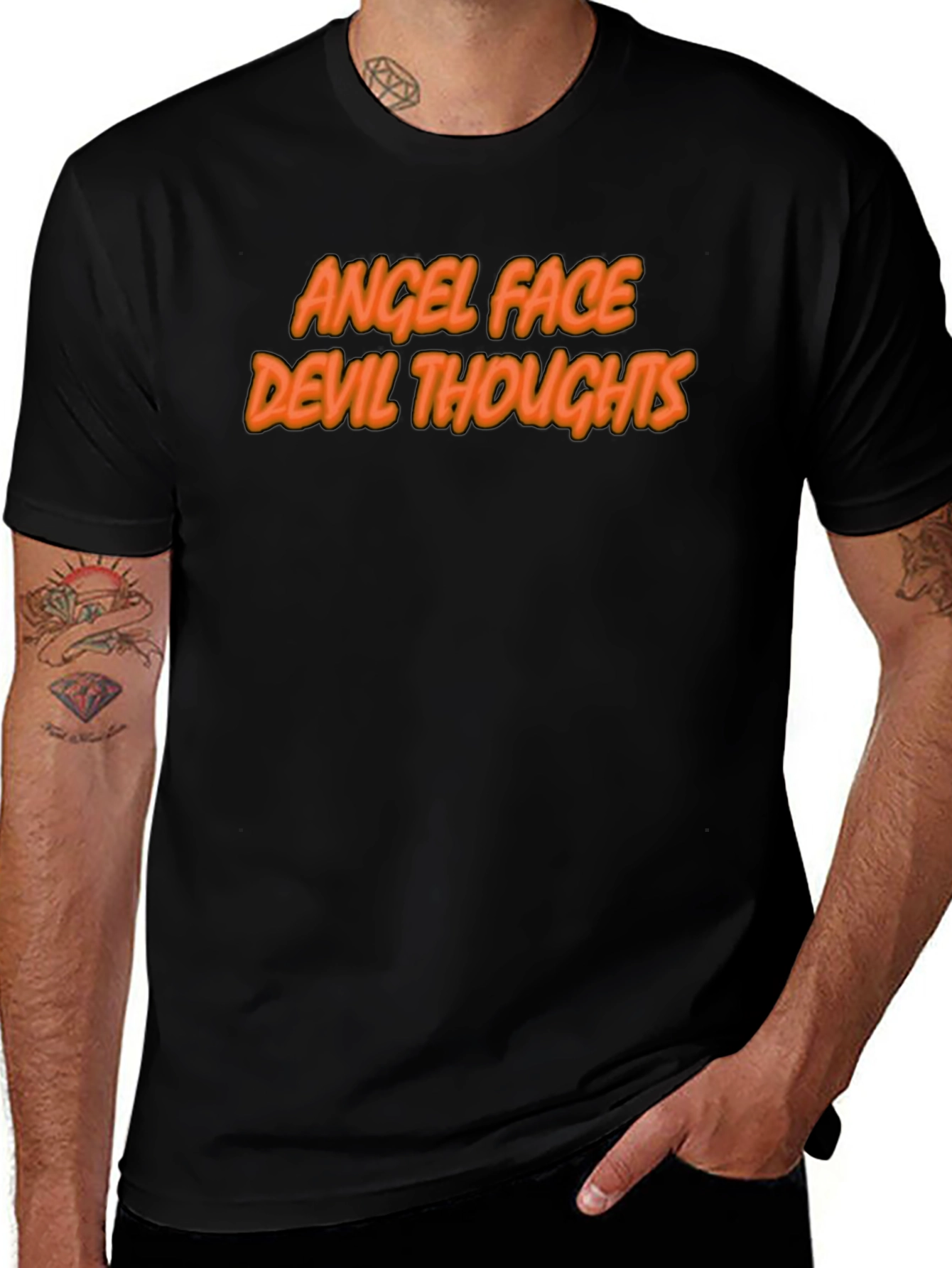Angel Face Devil Thoughts Graphic T-Shirt