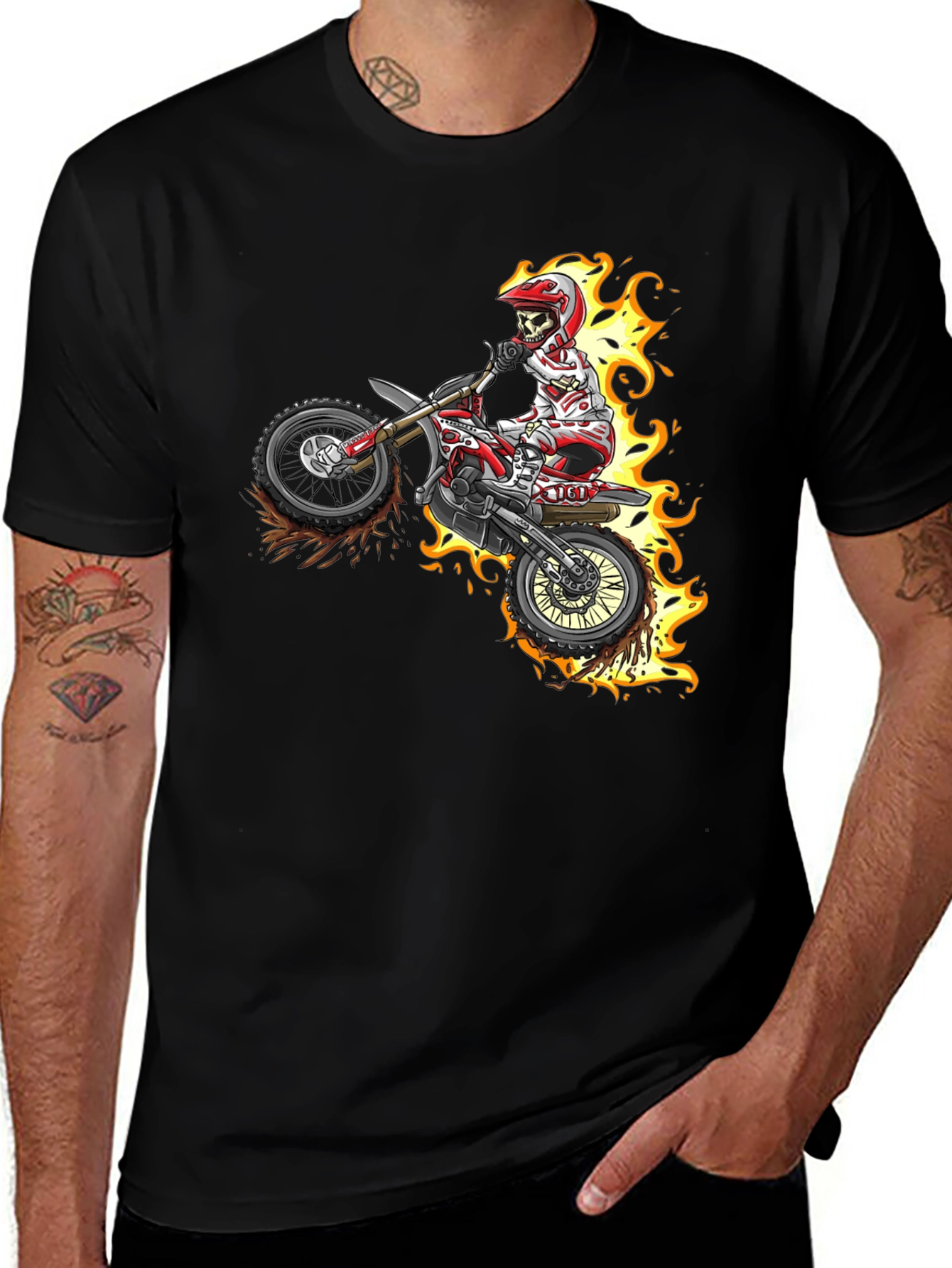 Skull Rider Flames Graphic Tee