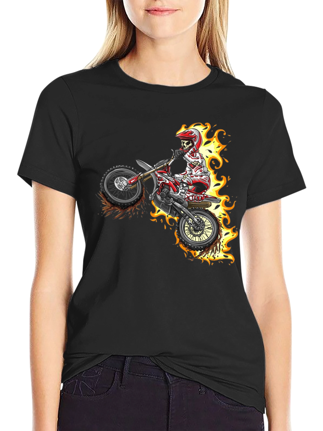 Skull Rider Flames Graphic Tee